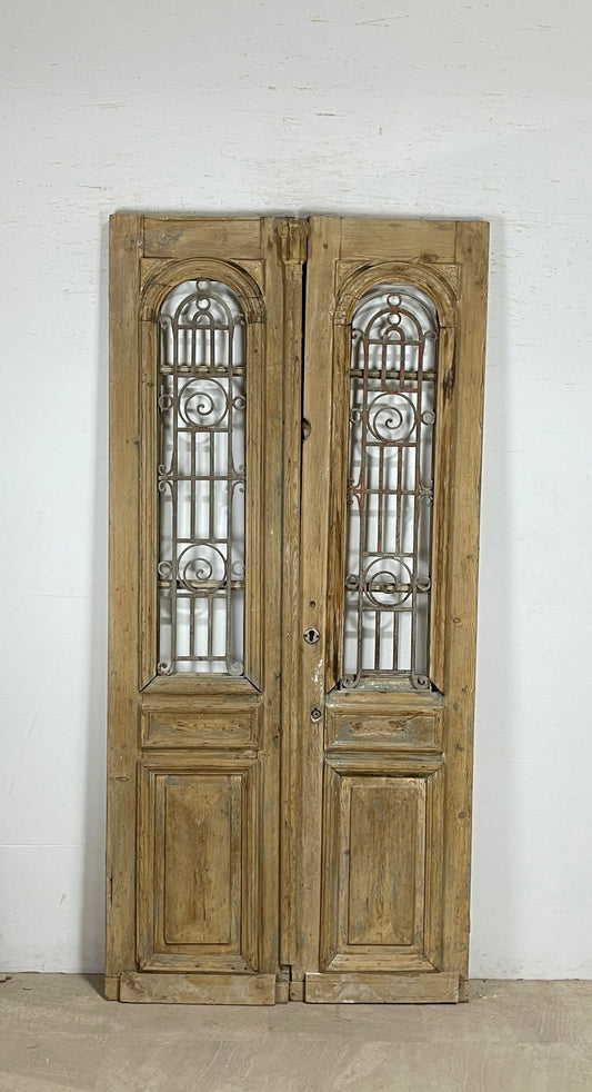 Antique French panel doors with Metal (94 x 45) P64