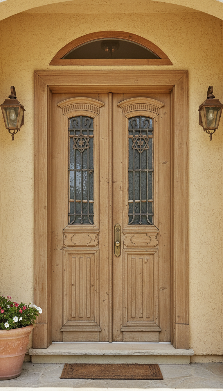 Antique French panel doors with Metal (95x44) P125