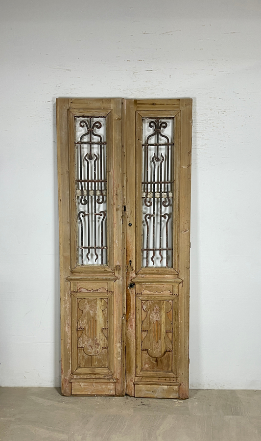 Antique French panel doors with Metal (98x43) P126