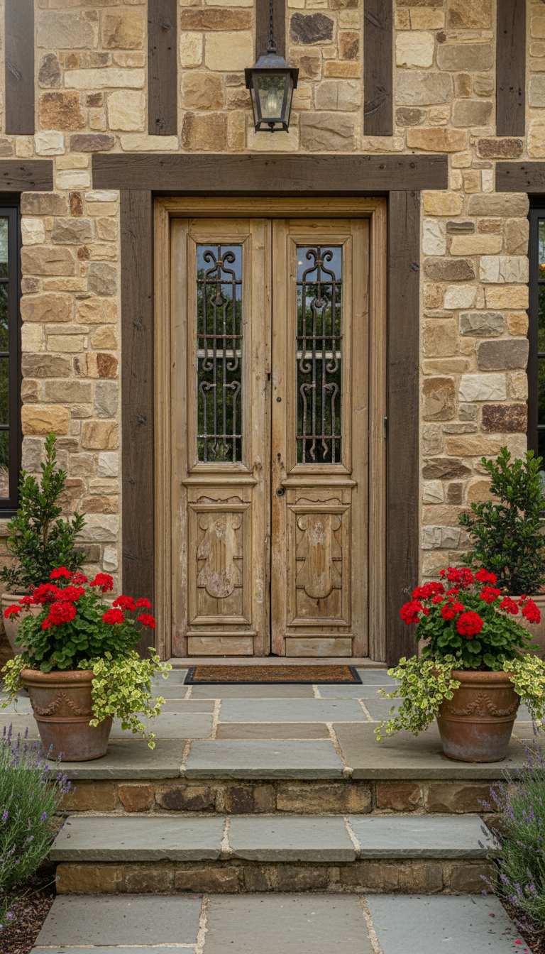 Antique French panel doors with Metal (98x43) P126