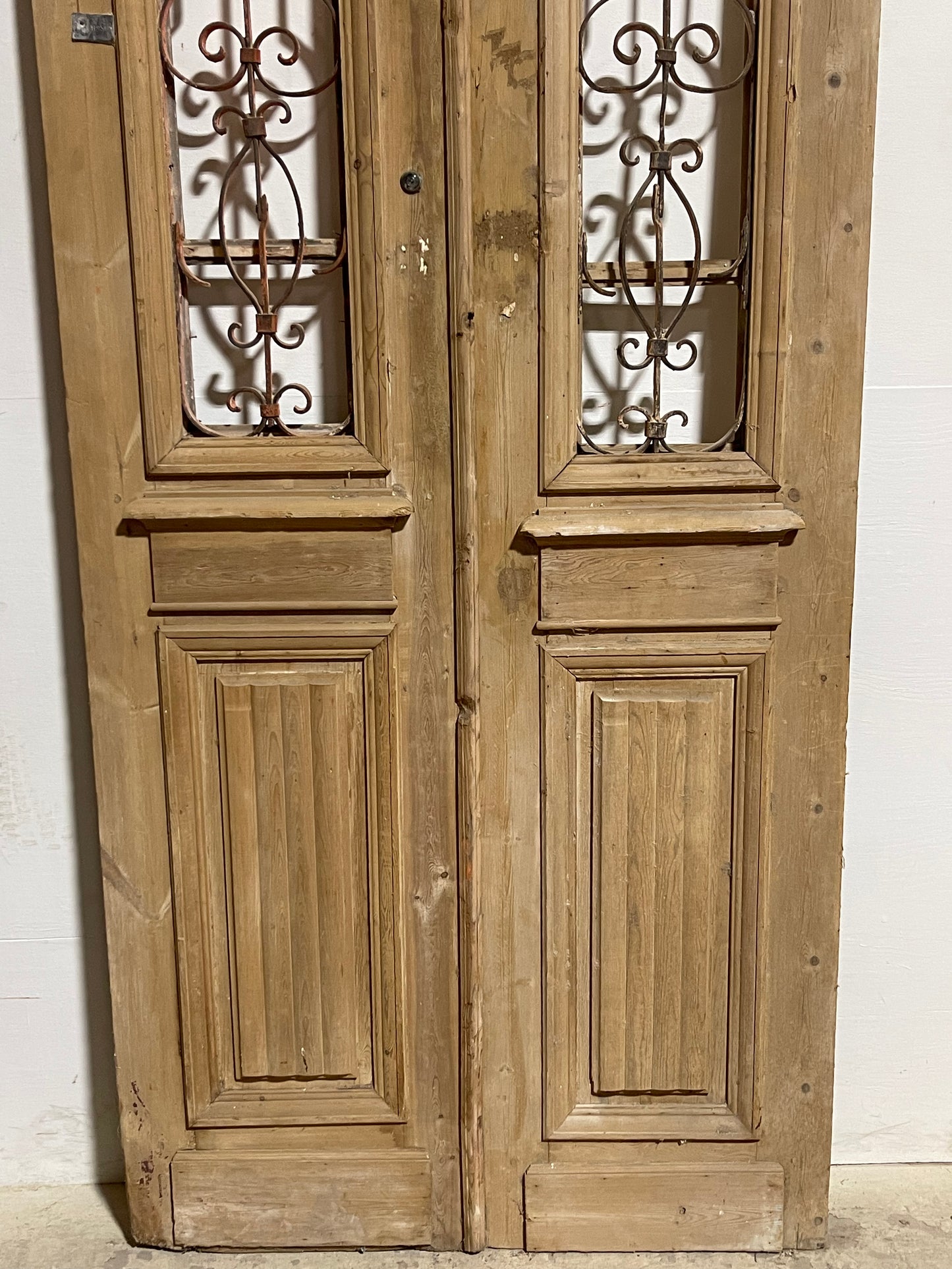 Antique French Panel Doors with Metal (97x40.25) K105
