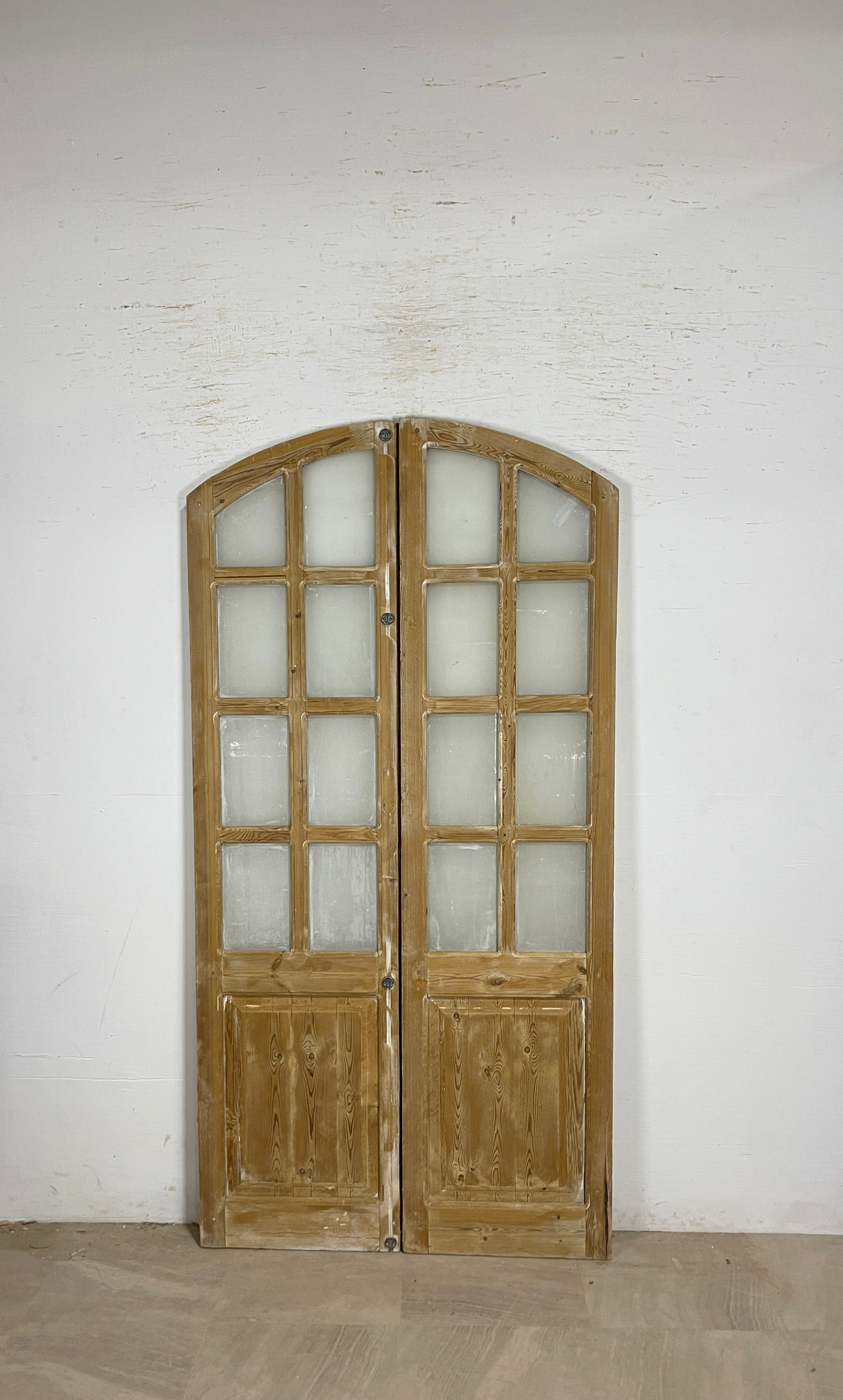 Antique French panel arched  doors with Glass (86x43.5) P108