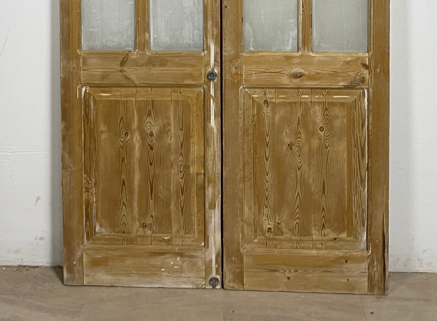 Antique French panel arched  doors with Glass (86x43.5) P108