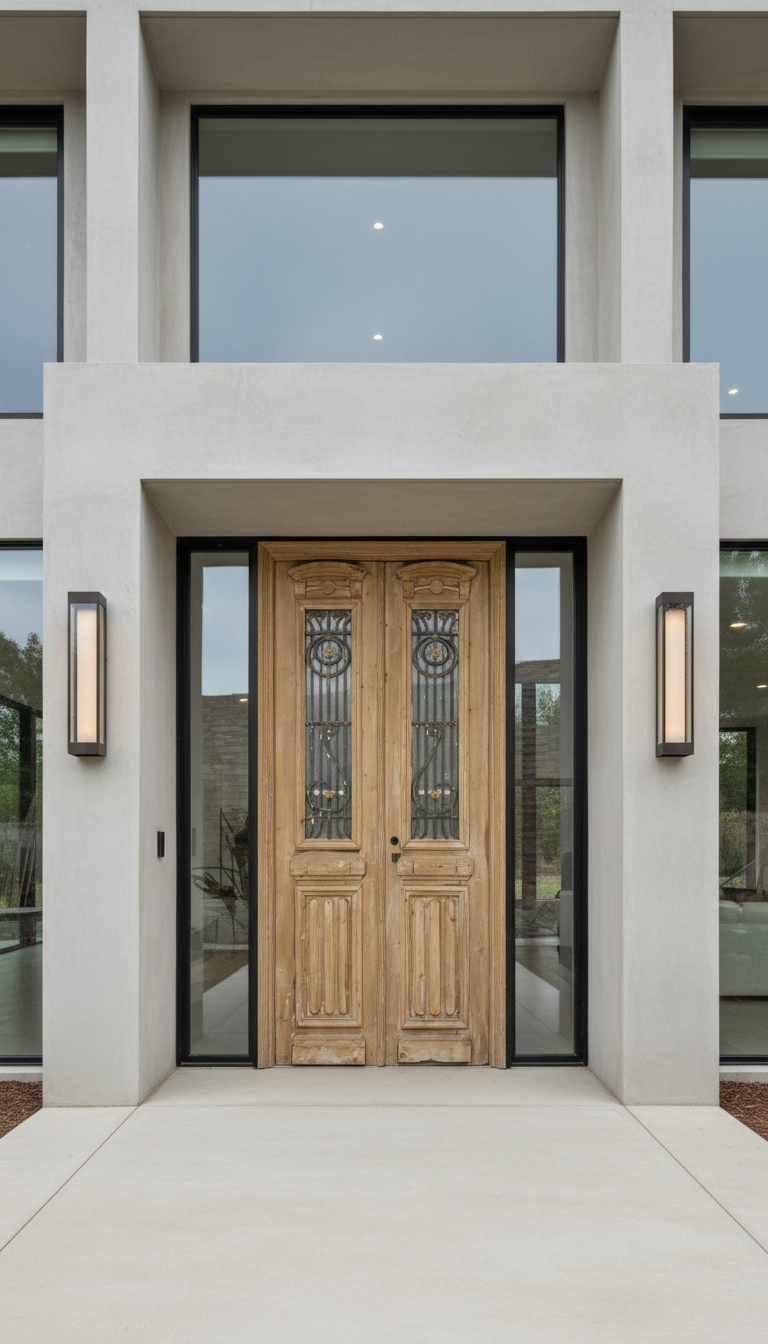 Antique French panel doors with Metal (95.5x40) P117