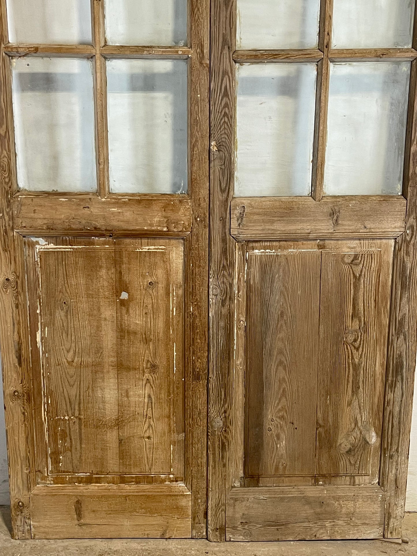 Antique French panel doors with glass (96.75x43.5) L169