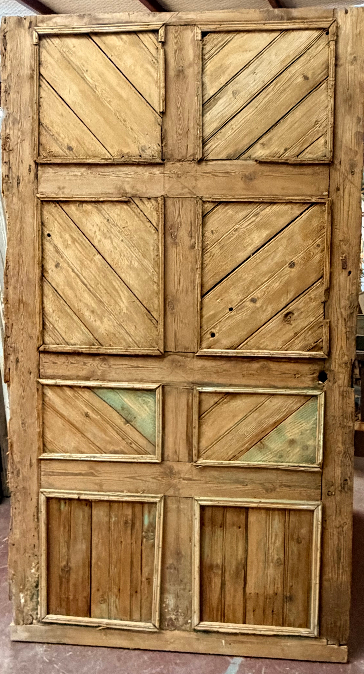 Antique French panel door with carvings (105x58) P130