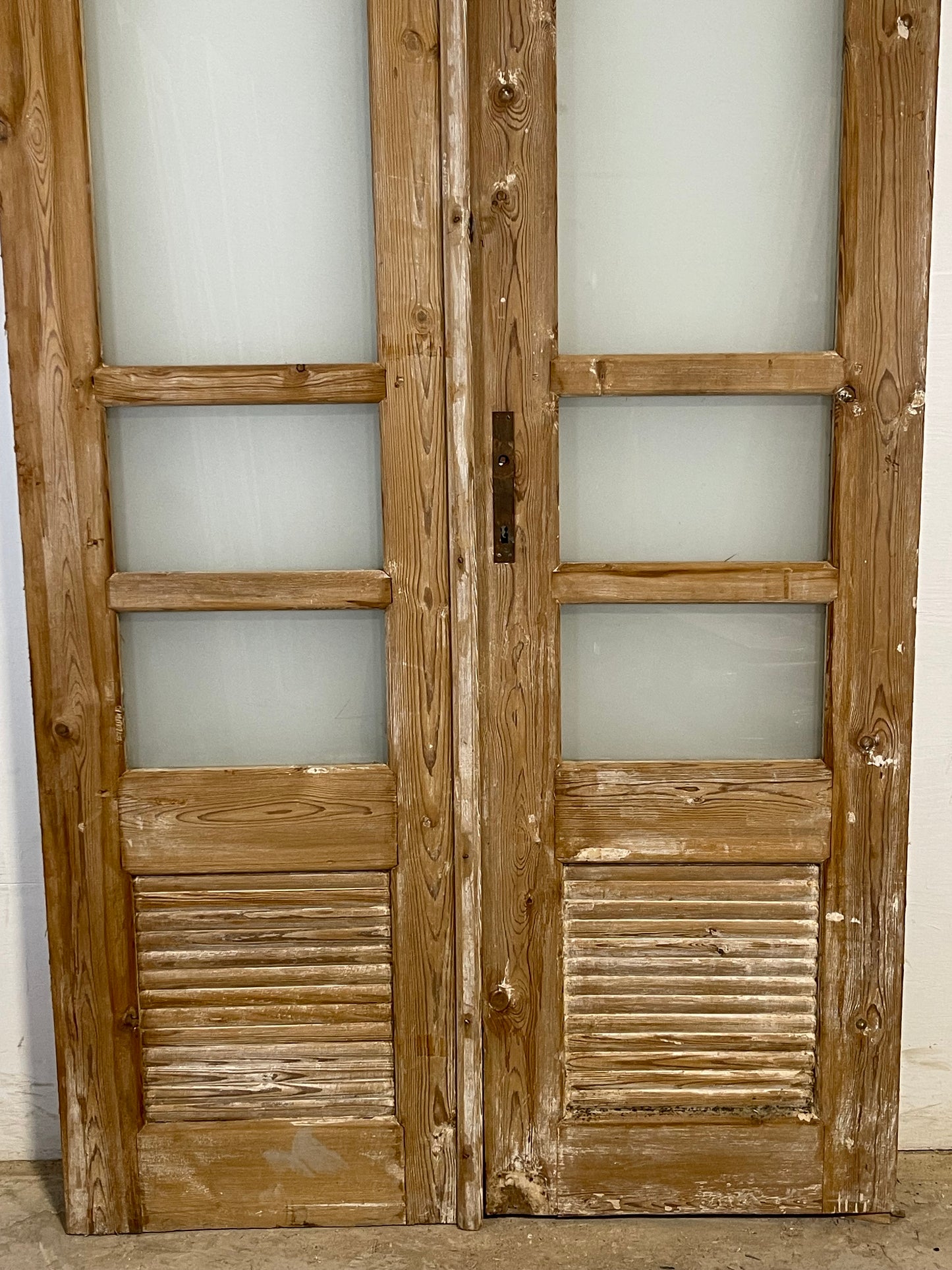 Antique French panel doors with glass (91.25x43.25) L181
