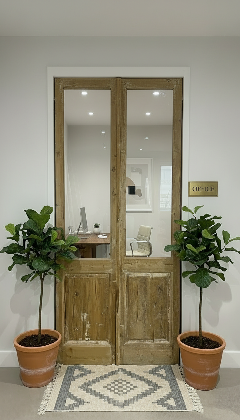 Antique French panel doors with Glass (98x46) P139