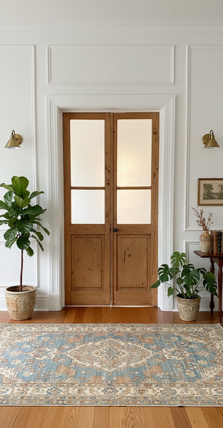 Antique French panel doors with Glass (94x44.5) P158