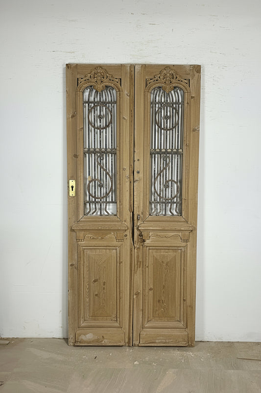 Antique French panel doors with Metal (94x44.5)P77