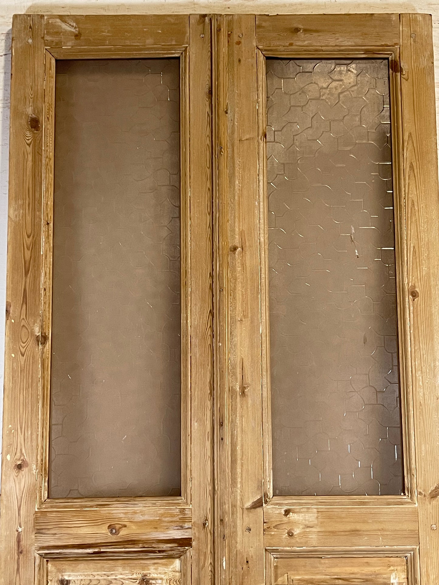 Antique French panel doors with glass (96.75x41.25) L141