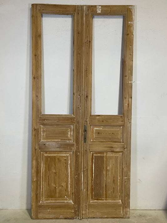 Antique French panel doors with glass (98.75 x 46.5) L355