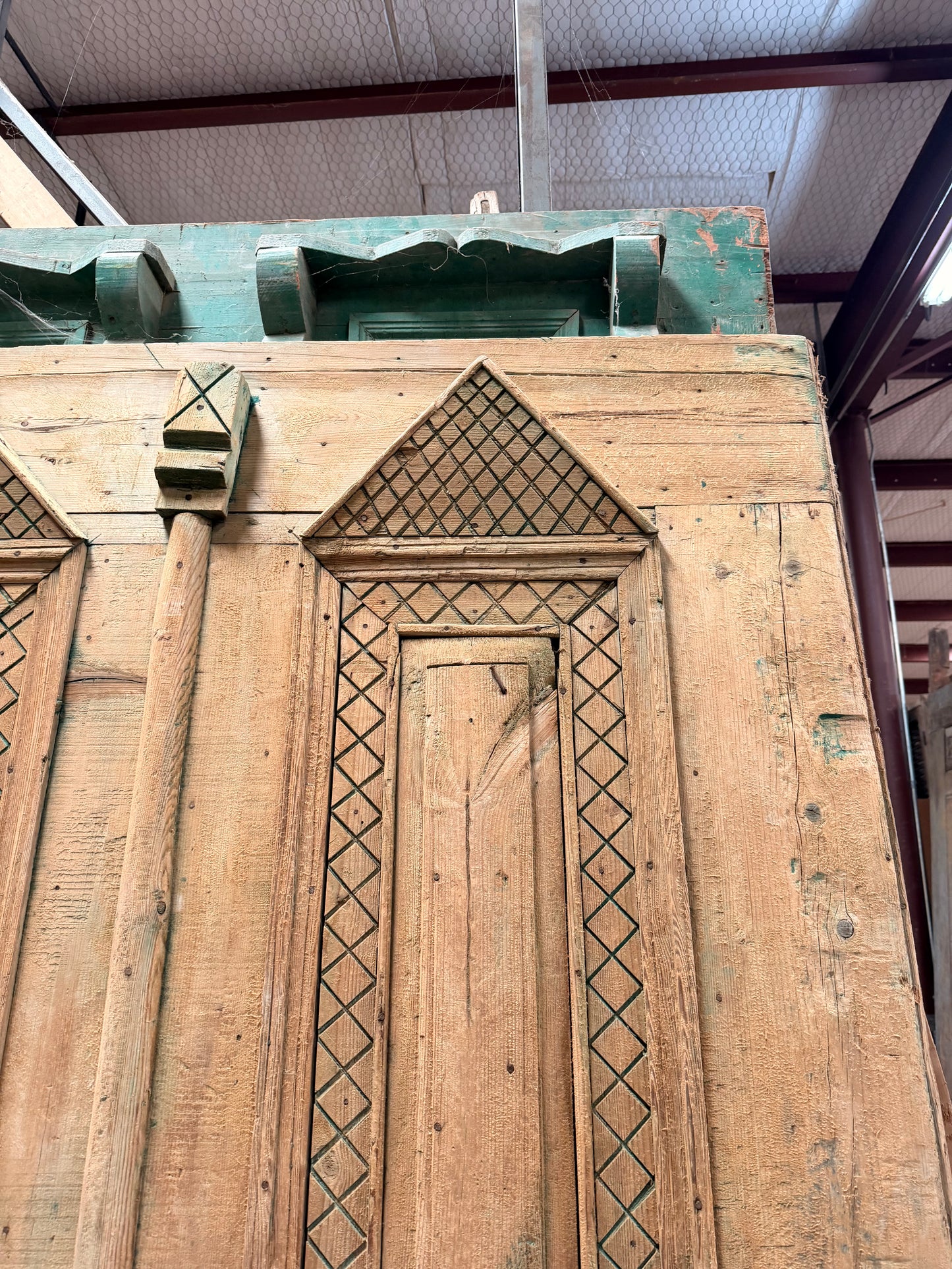 Antique French panel door with carvings (99x59) P131