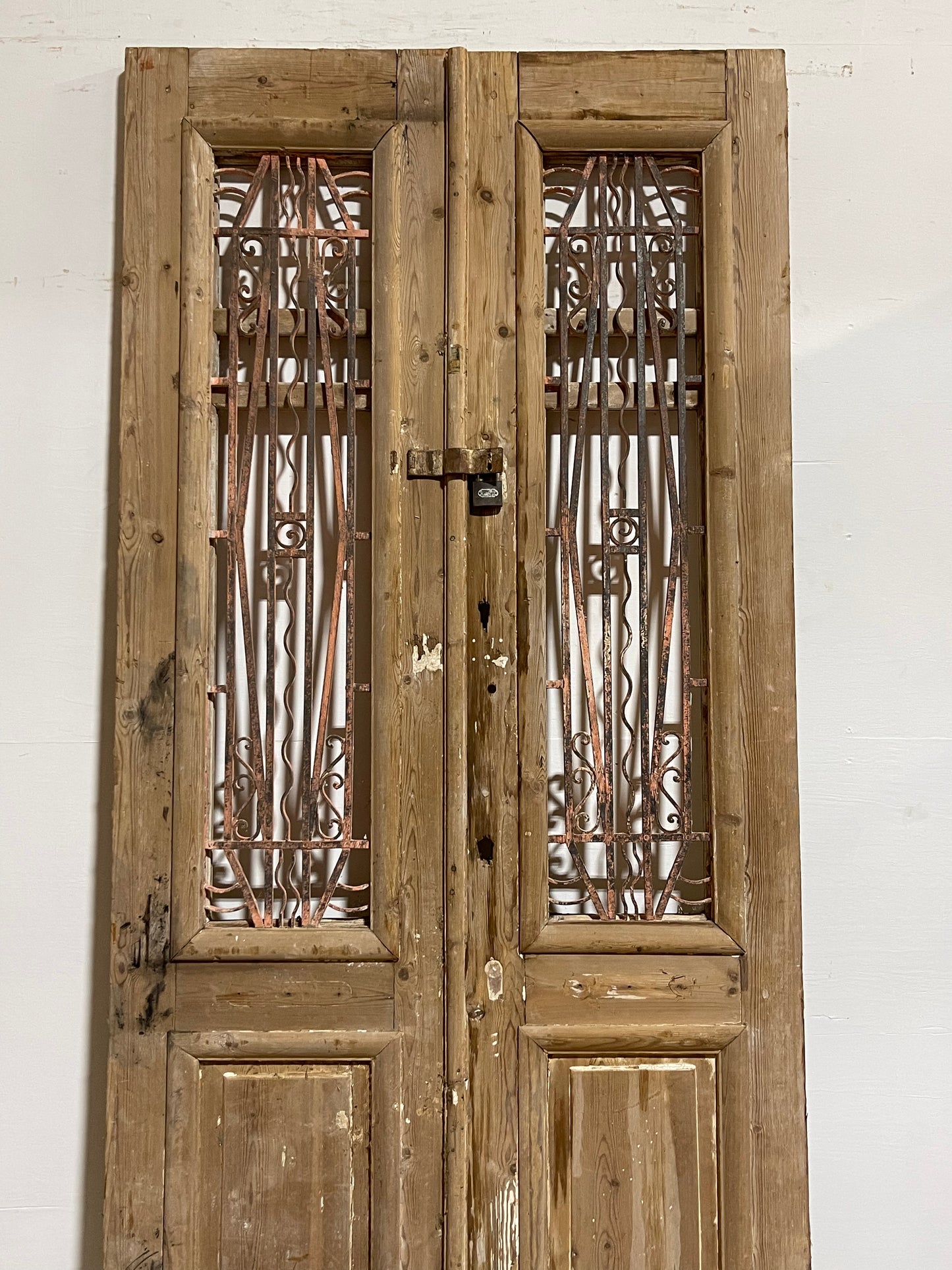 Antique French Panel Door with Metal (94.25x44.50) J109