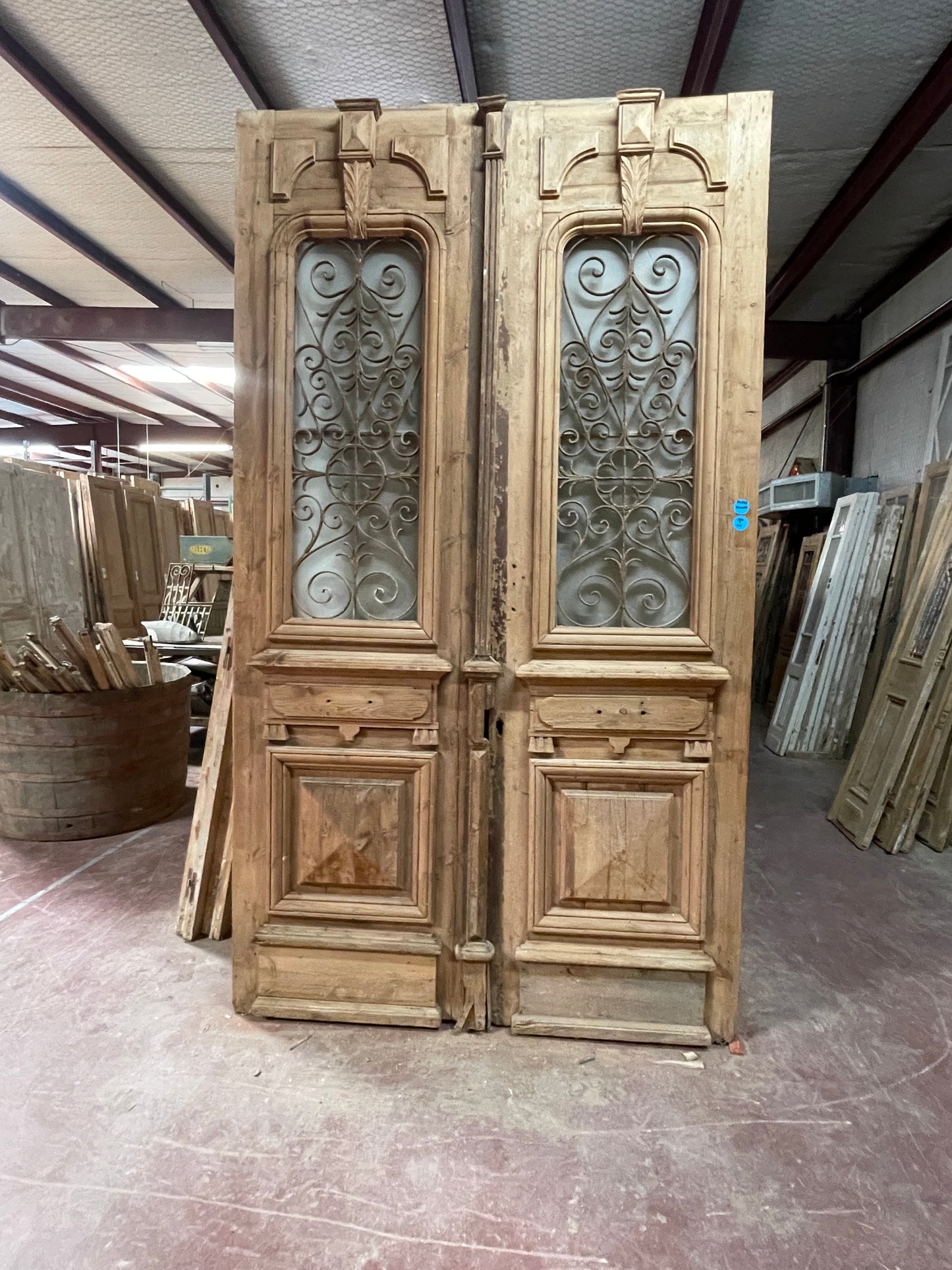 Antique French Panel Door with Metal  (126x70) E0258