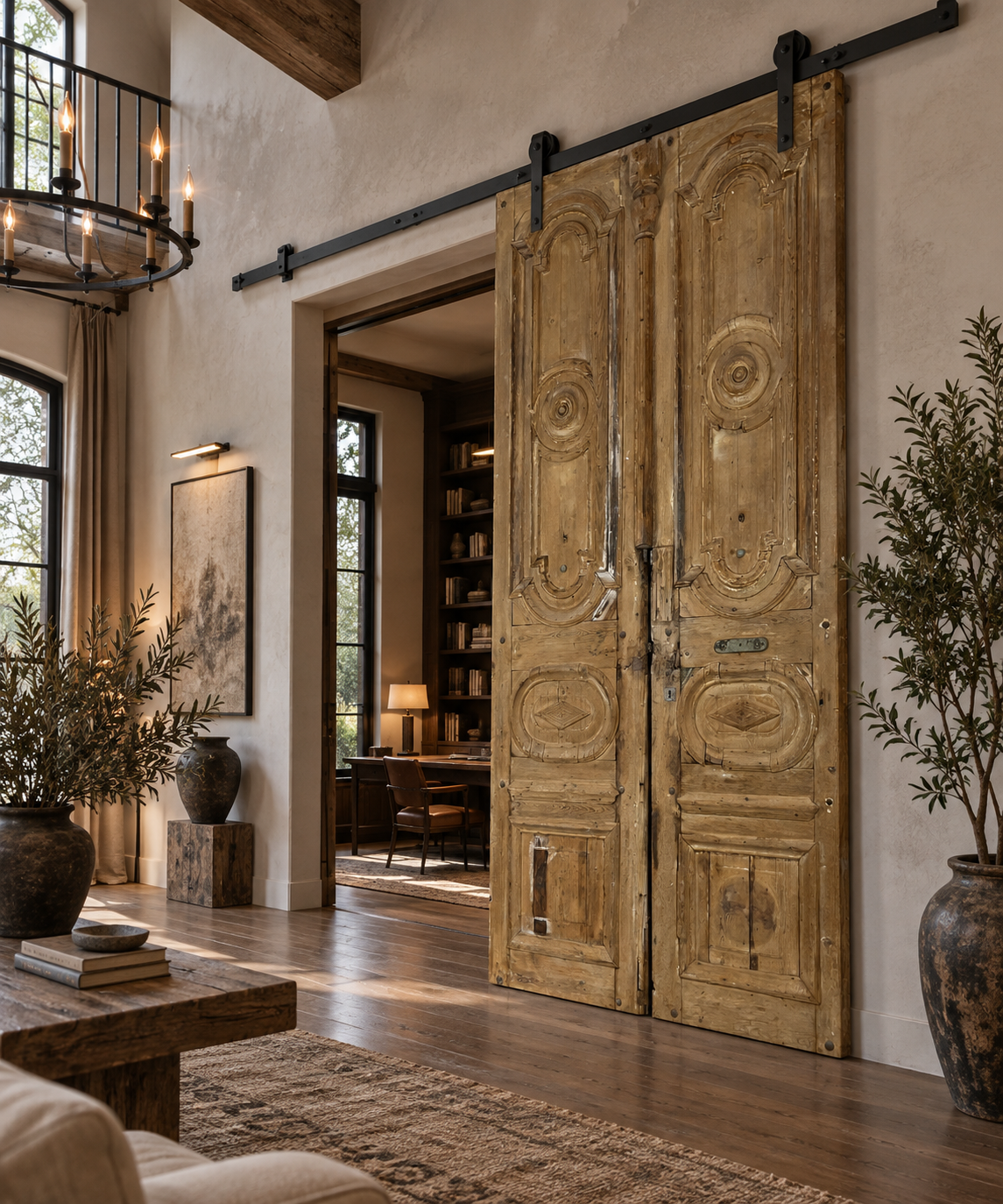 Antique French panel doors with Carvings (119 x 51.5) P50