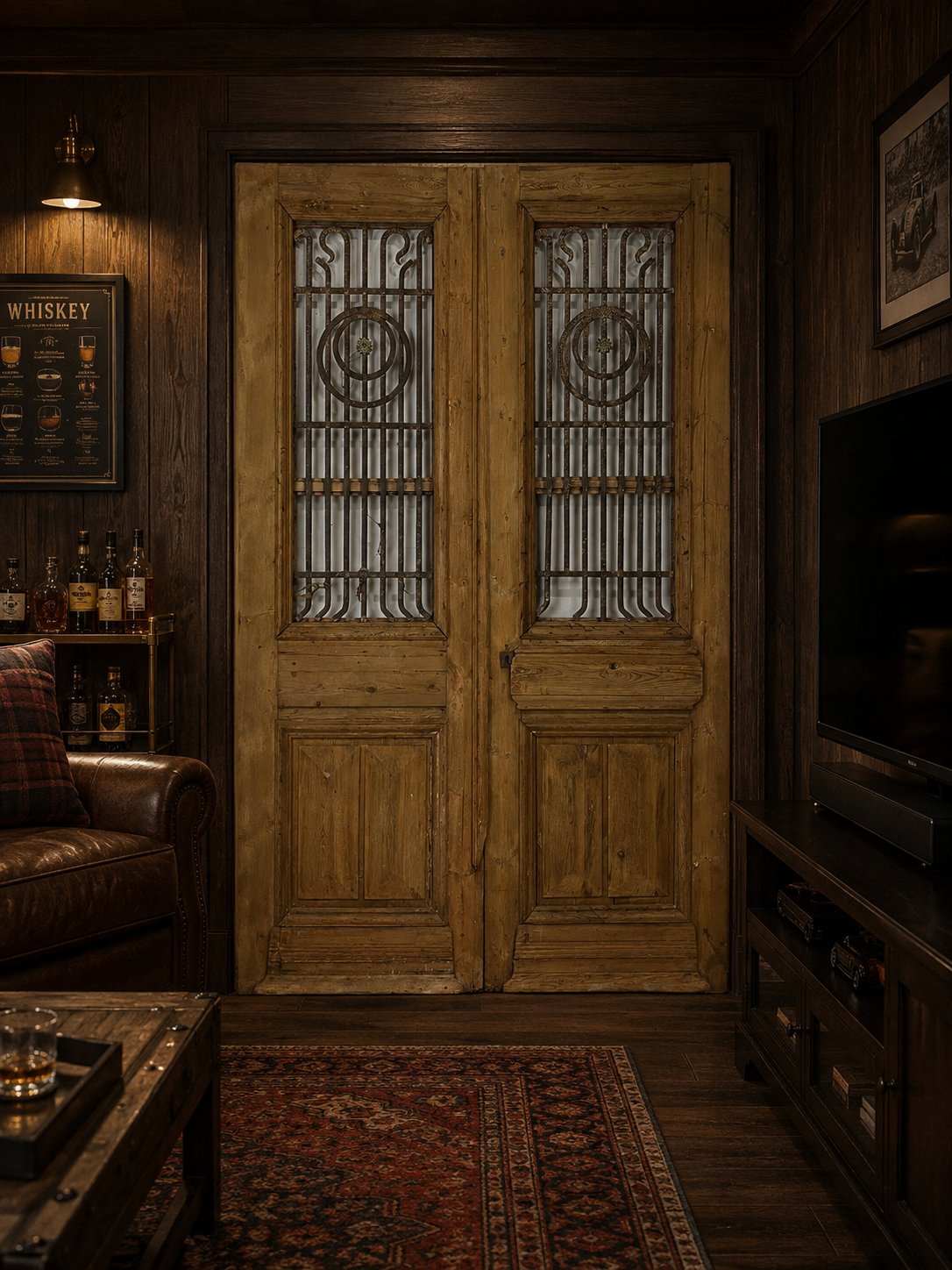 Antique French panel doors with Metal (87 x 55) P32