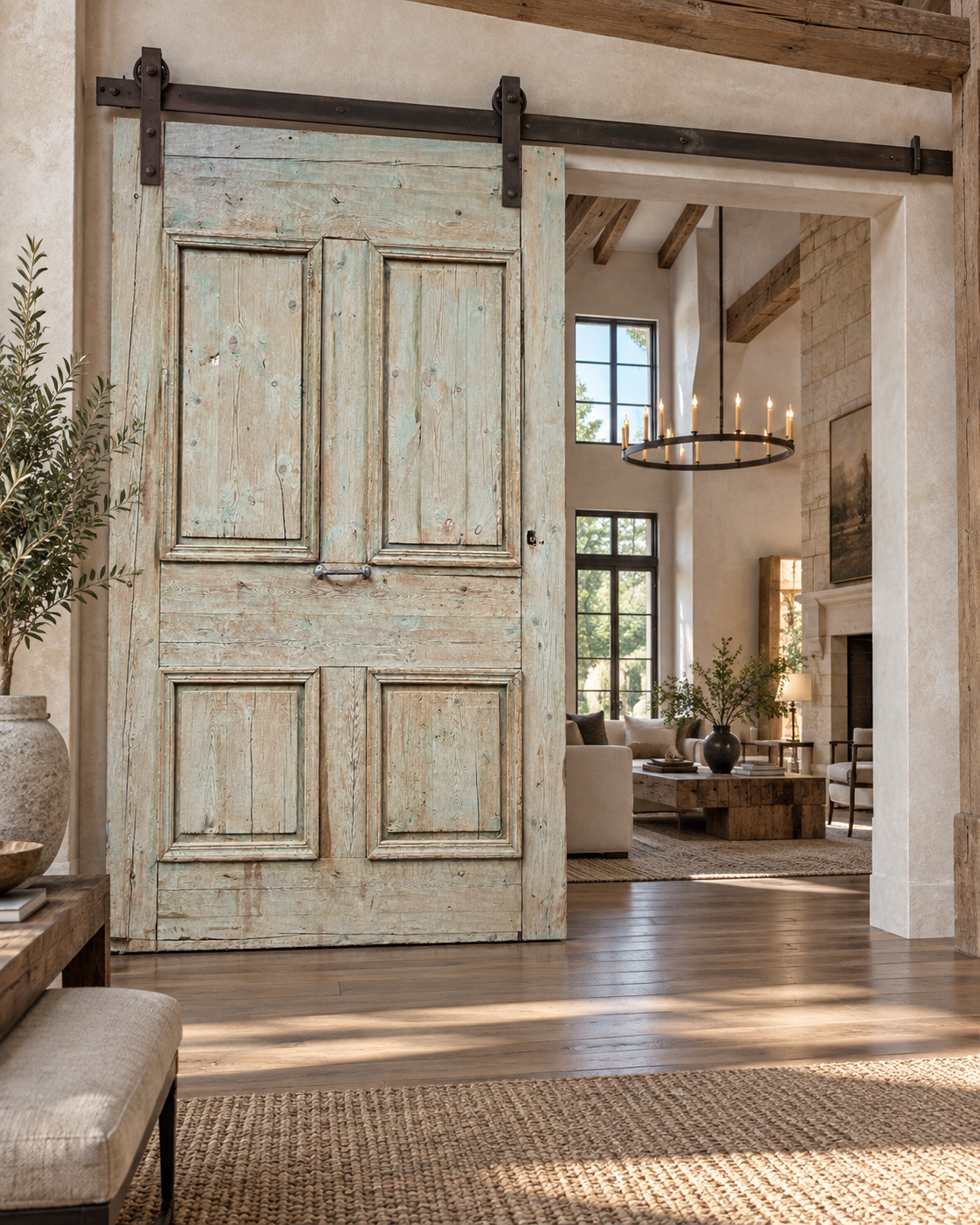 Antique French panel door  (100x62.5) O500