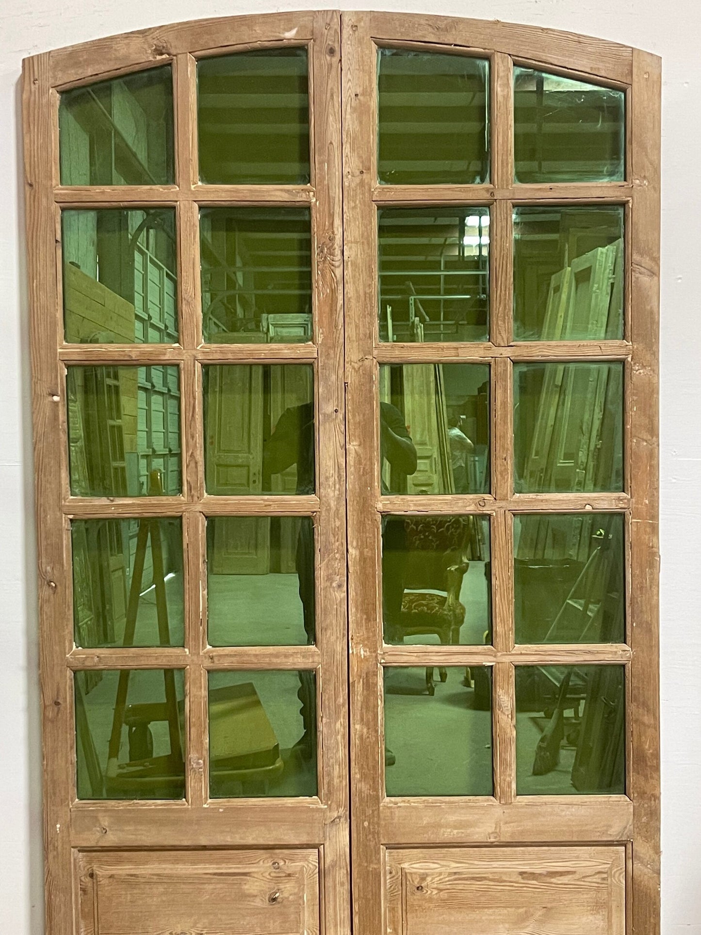 Antique French panel doors with glass (81.5x47.25) I236