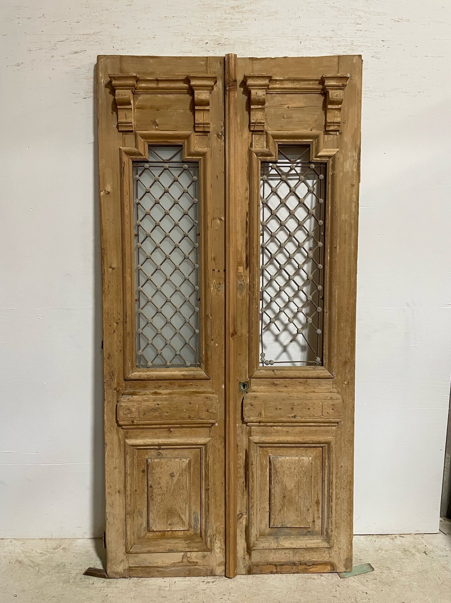 Antique French door (92.5x45.5) with metal F0915