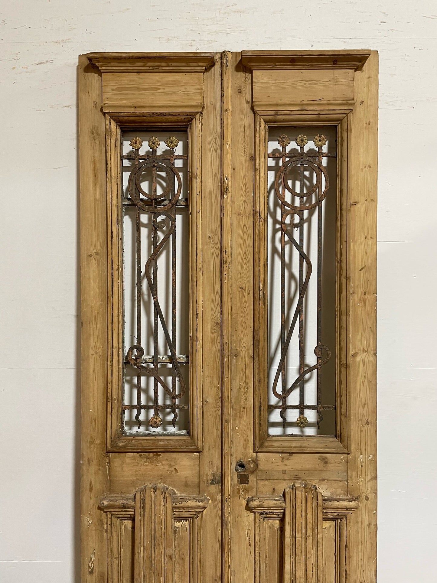 Antique French door (93.5x42) with metal E10