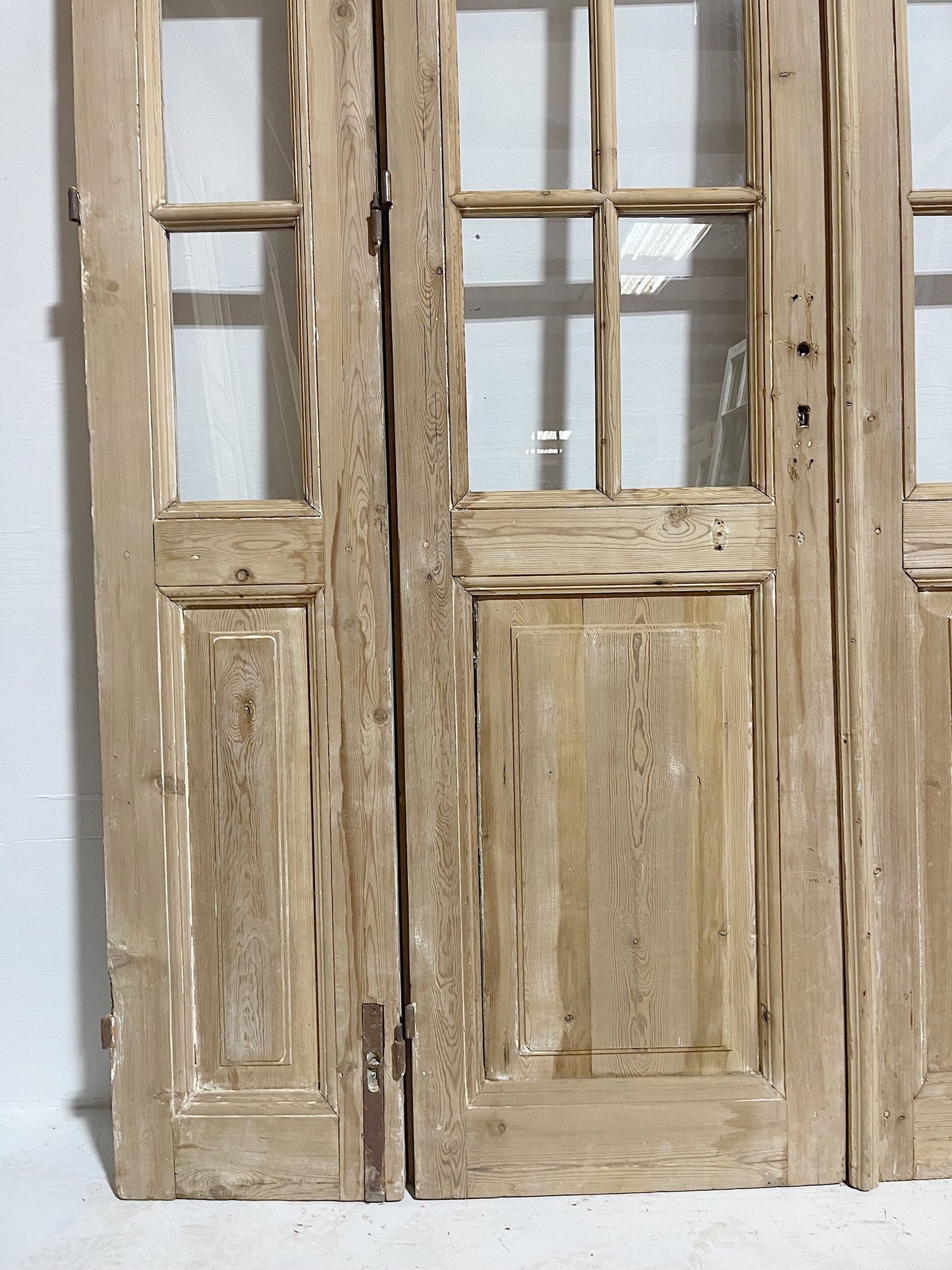 Antique French doors (99x75) with glass, 4 piece set E1130
