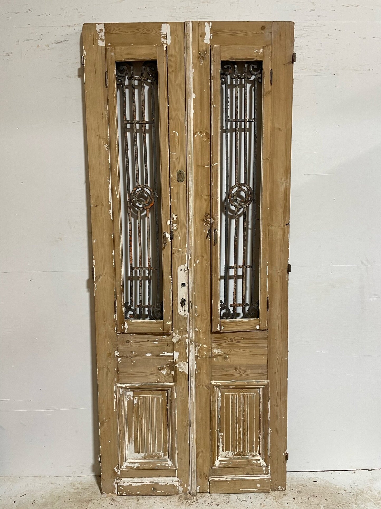 Antique French door (95.5x40) with metal E13