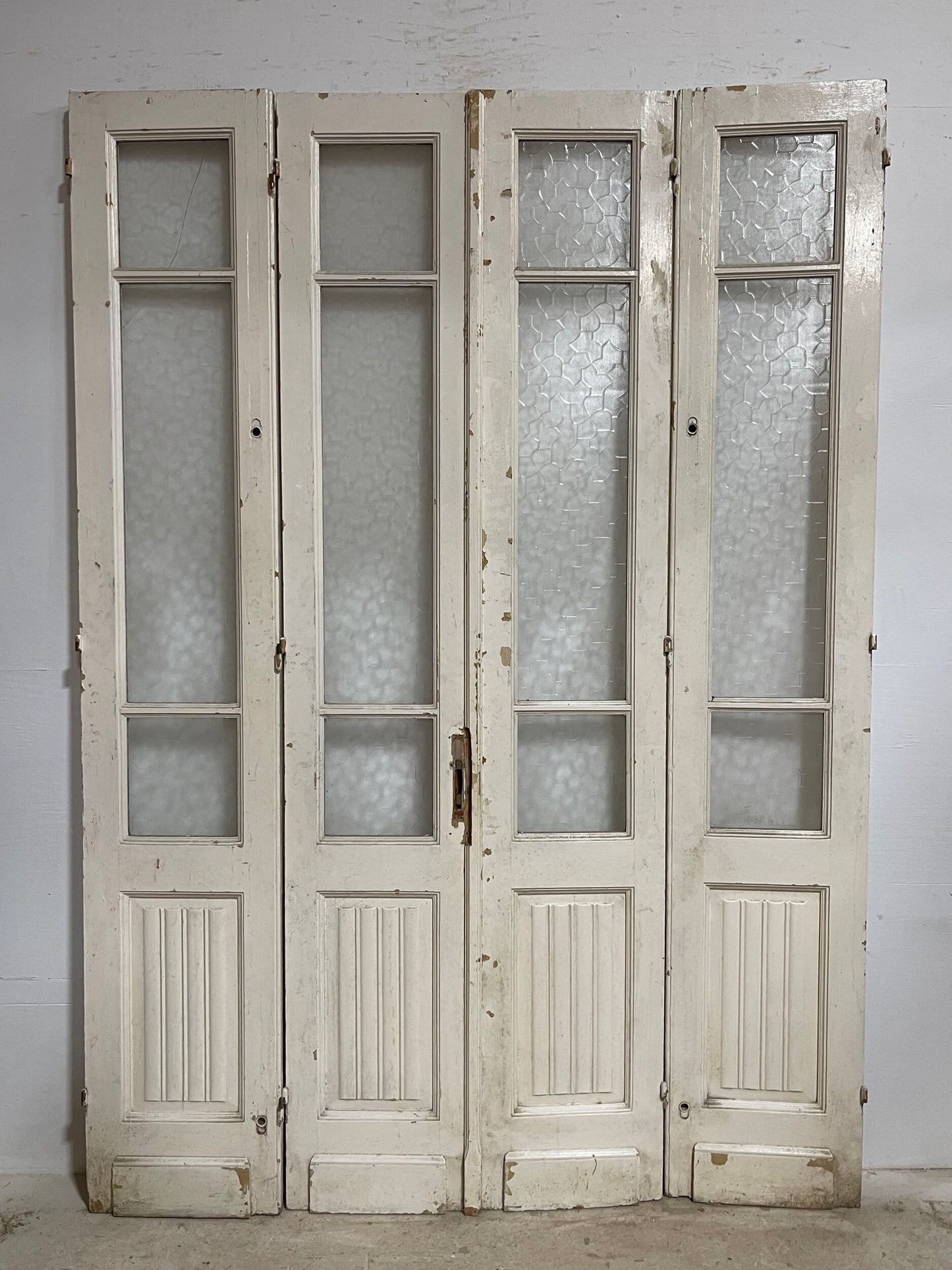 Antique French doors with glass  (97x69) H0228s