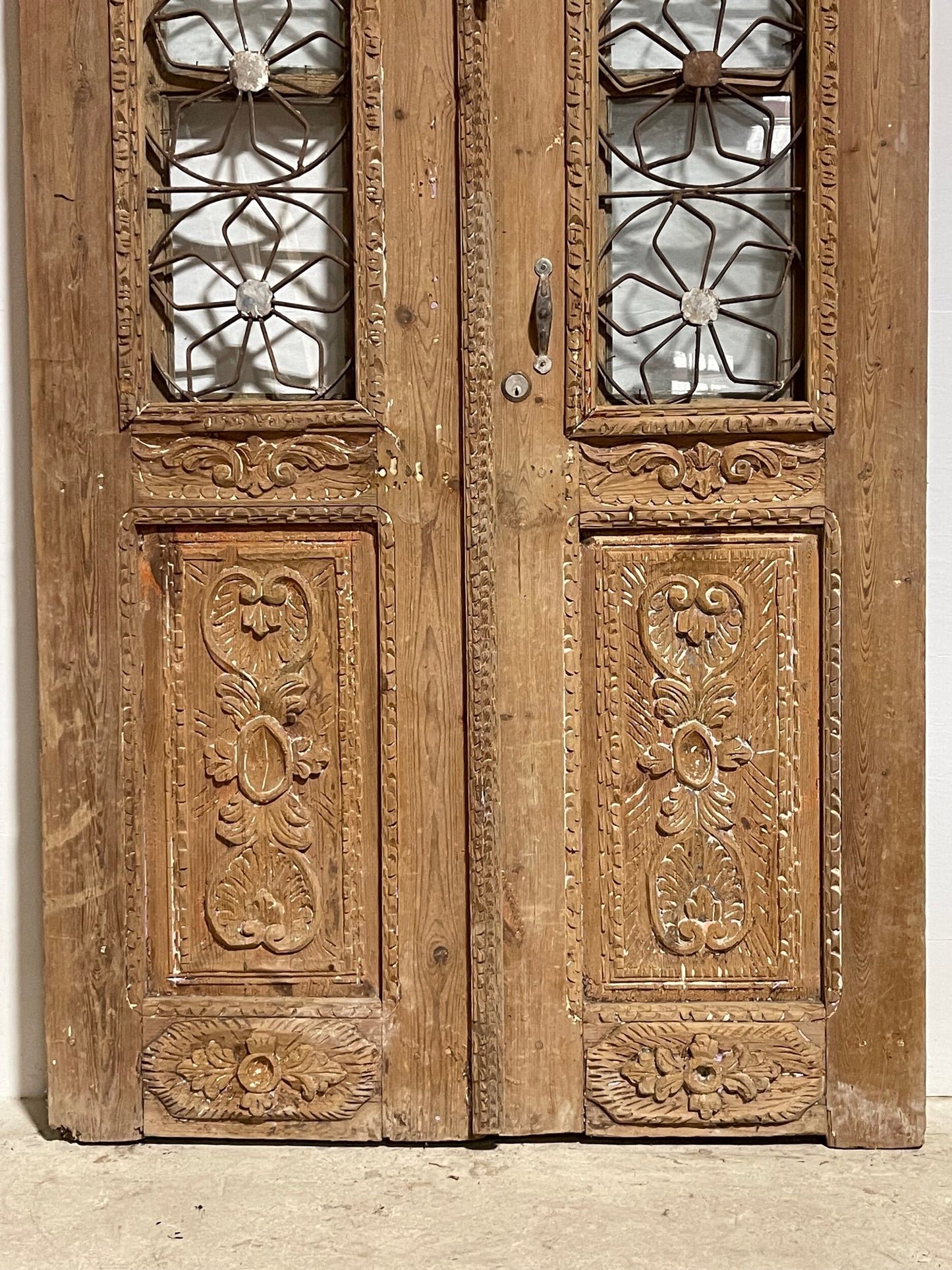 Antique French Panel Doors with Metal (87 x 50.5) I008
