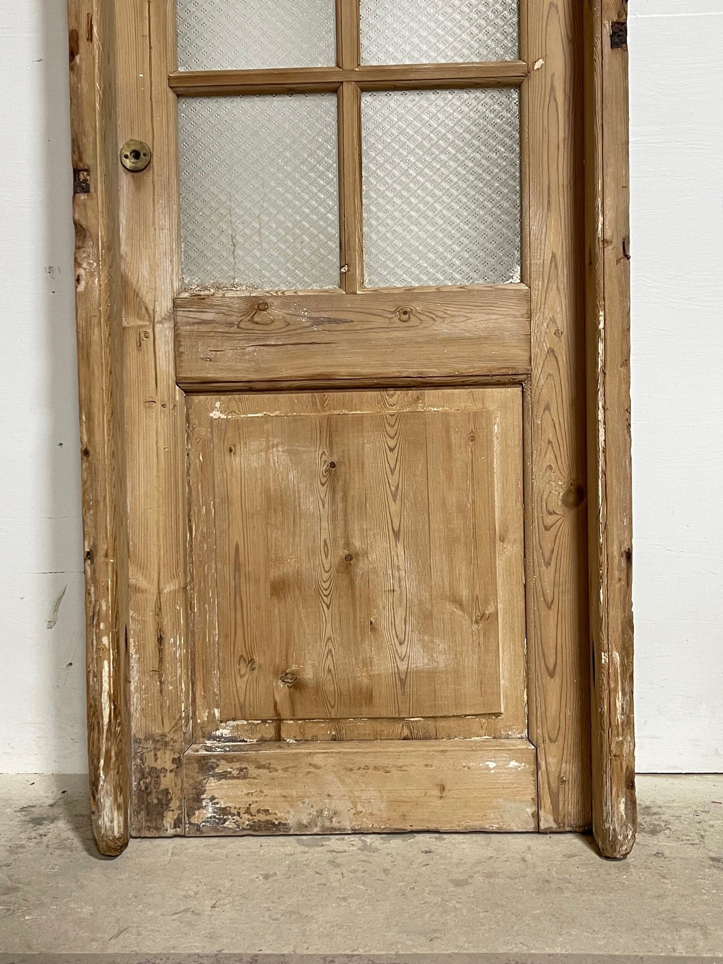 Antique French panel door with glass (F 86.5x30.5) (D 84.75x27.25) I231