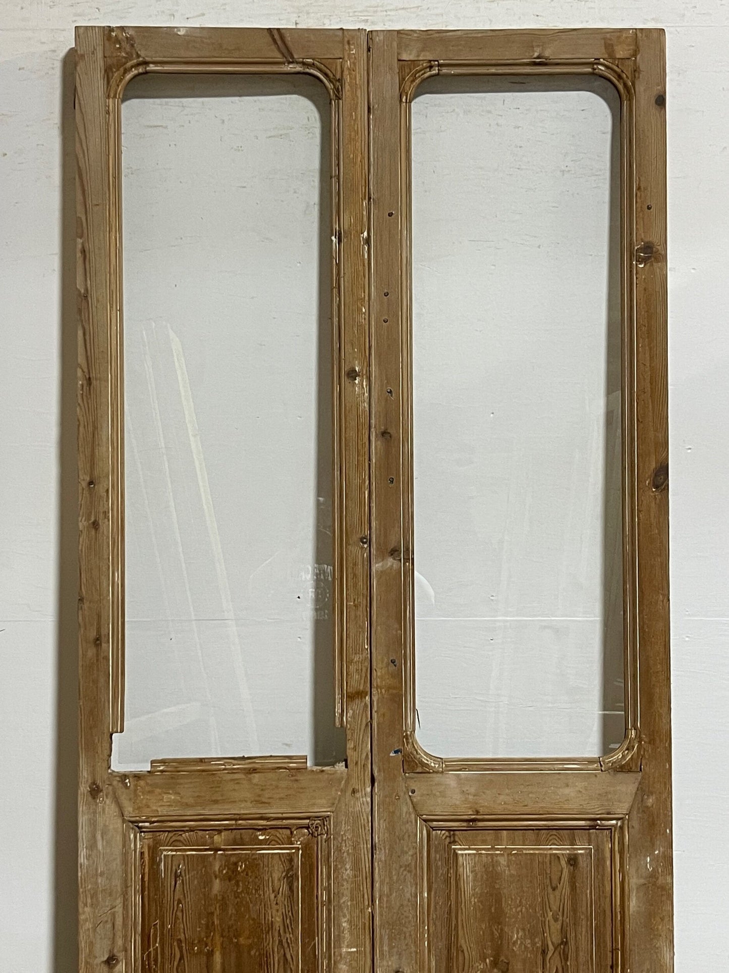 Antique French panel door with glass (95.5 x 47) I025