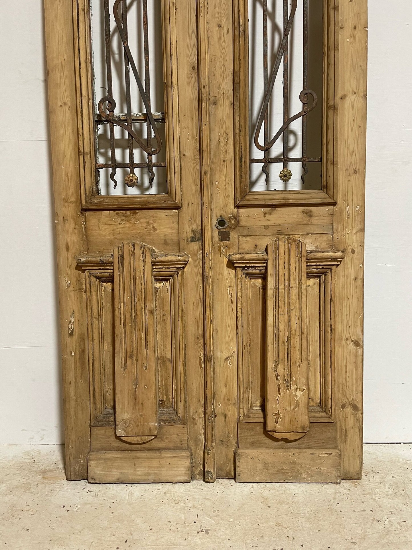 Antique French door (93.5x42) with metal E10