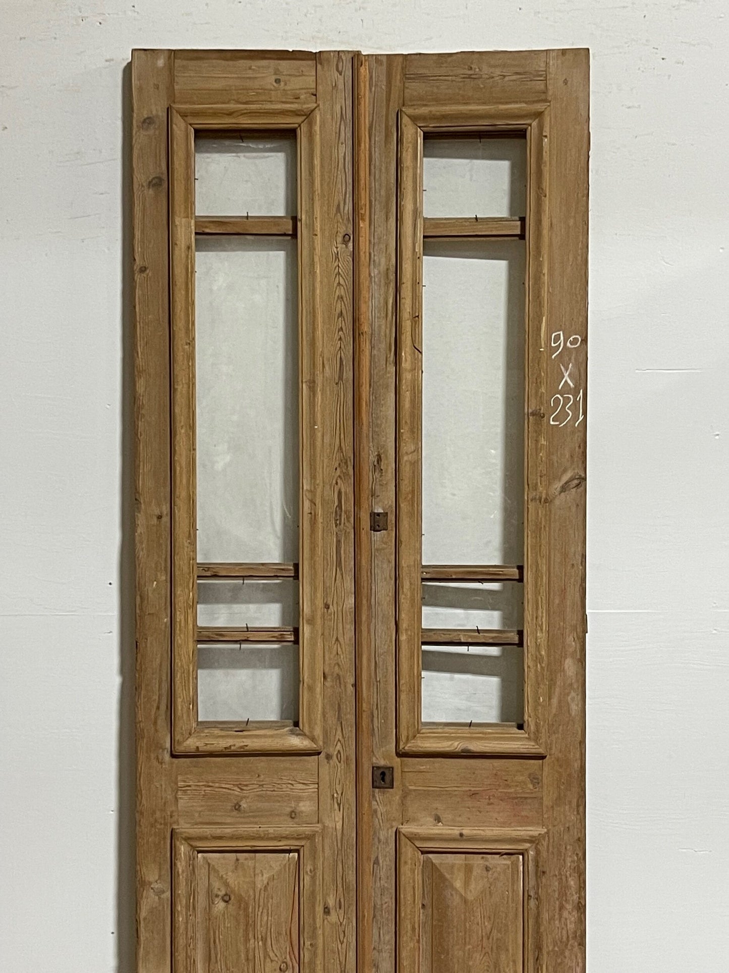 Antique French doors with glass (91.5x35) H0101s