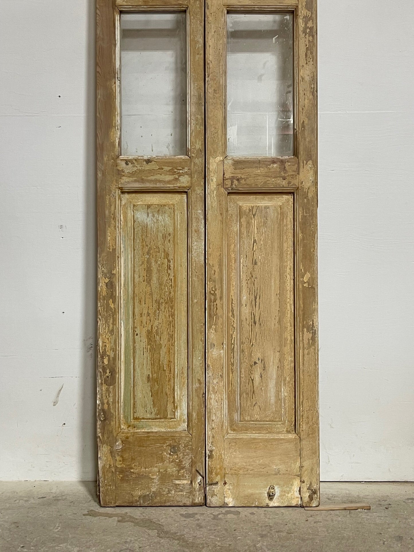 Antique French panel doors with glass (97.25x26.75) I244