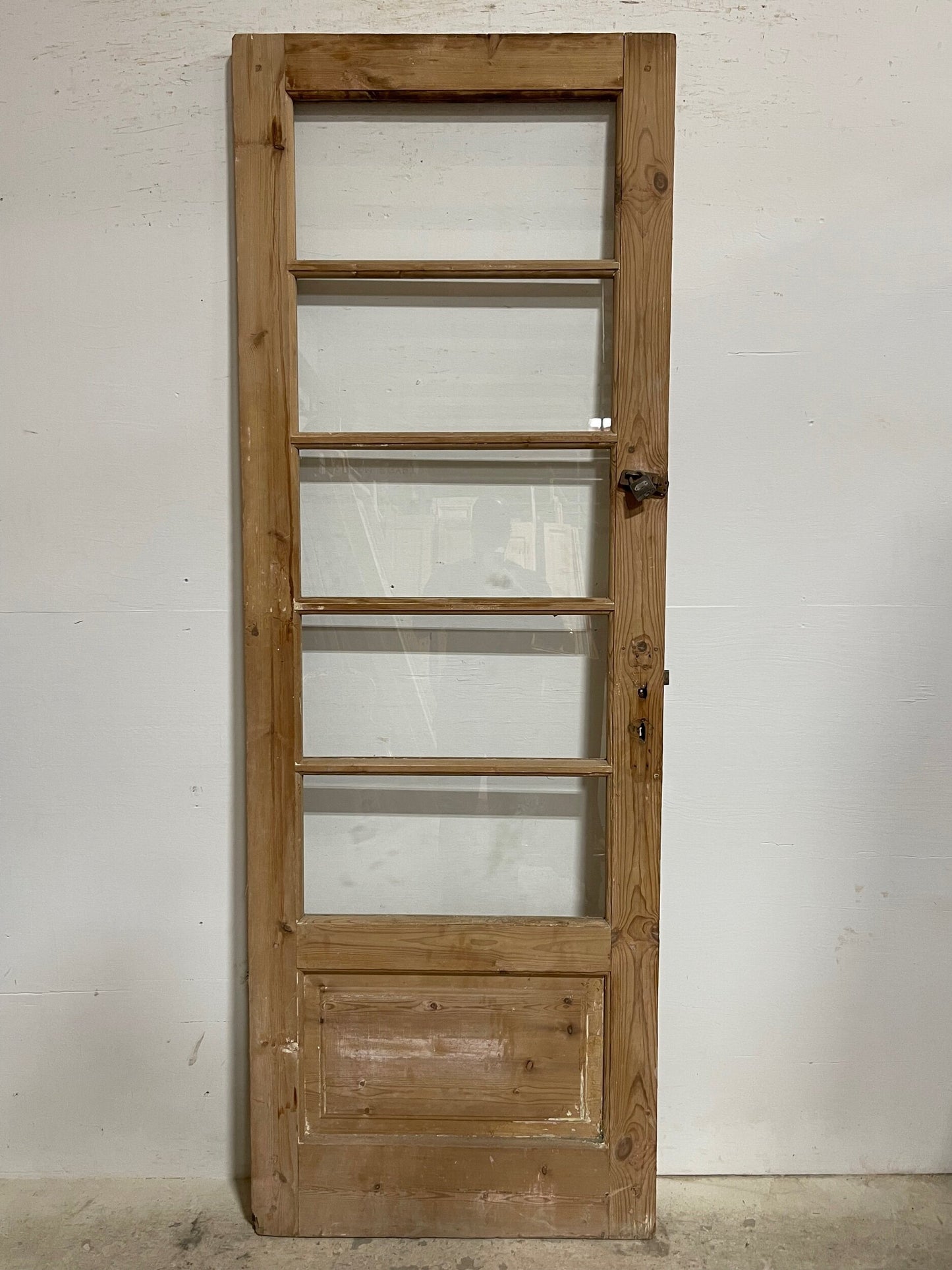 Antique French panel door with glass (89x31.5) I220