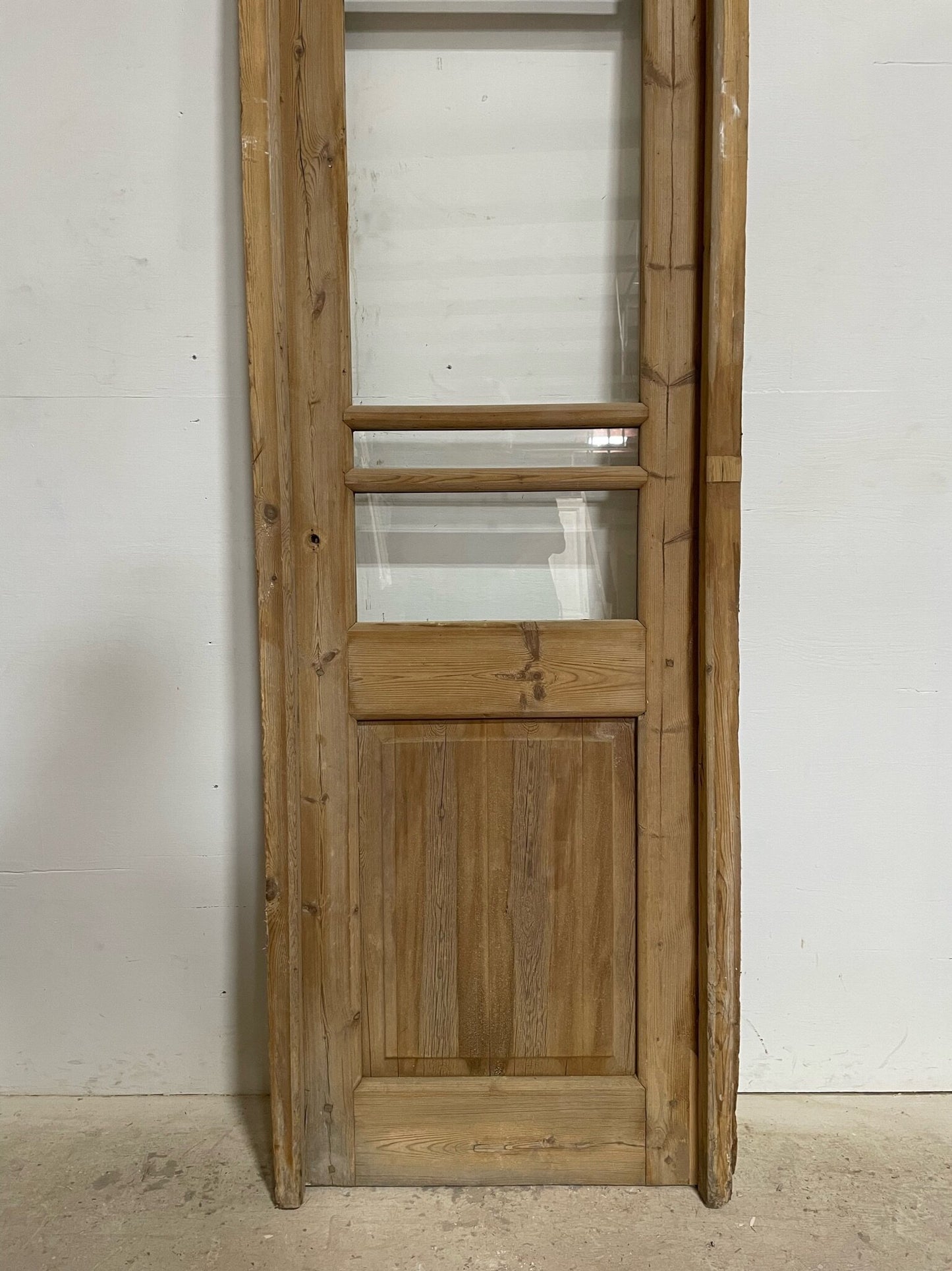 Antique French door (frame 88.25x27.5, door 86.5x24.5) with glass F0628