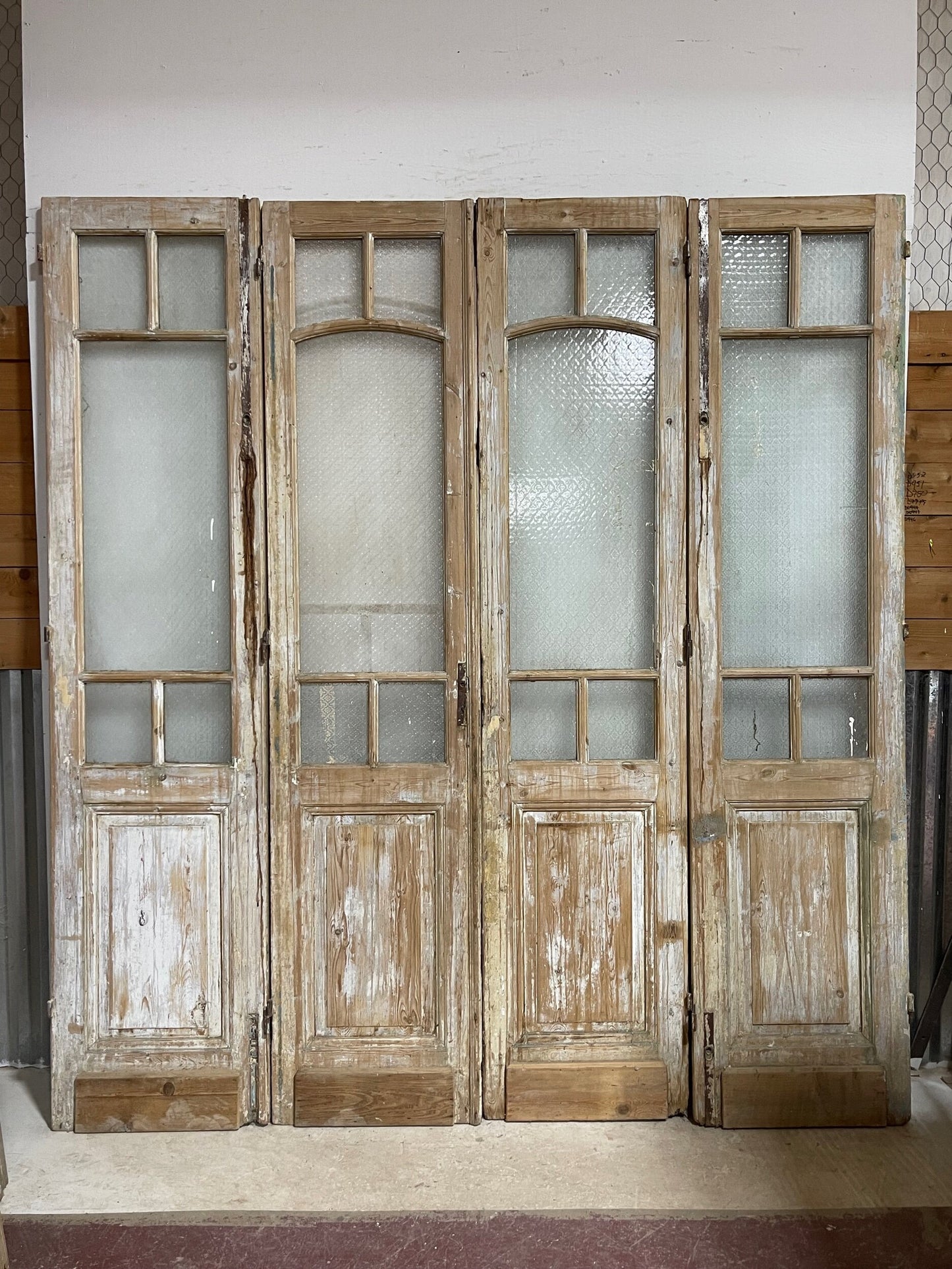 Antique French doors with glass (99x92) H0237s