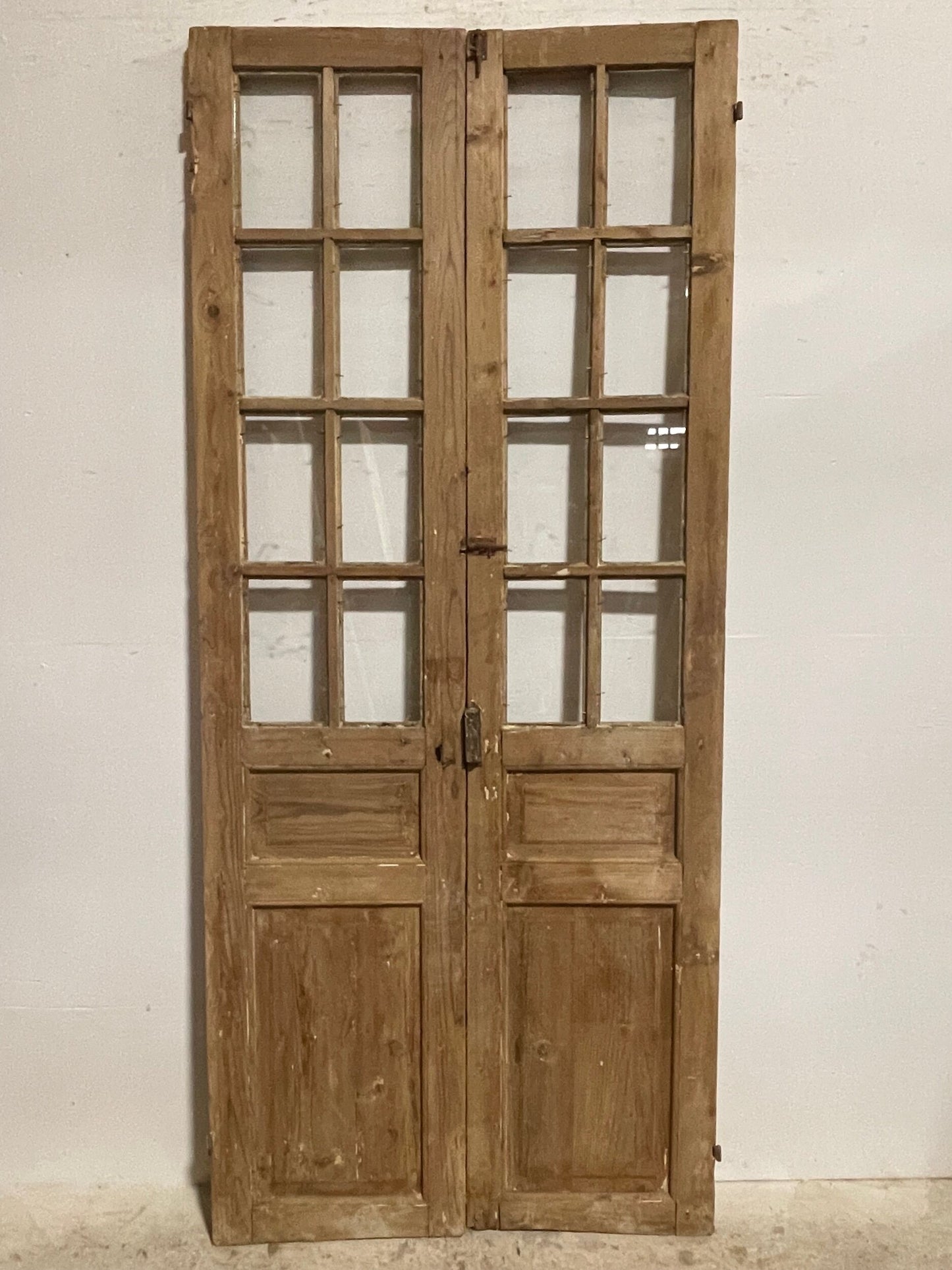 Antique French panel doors with glass (94 x 40.5) I068