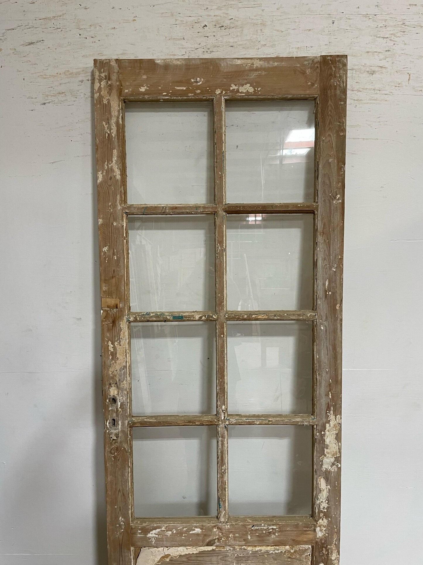 Antique French door (91x32.25) with glass F1168