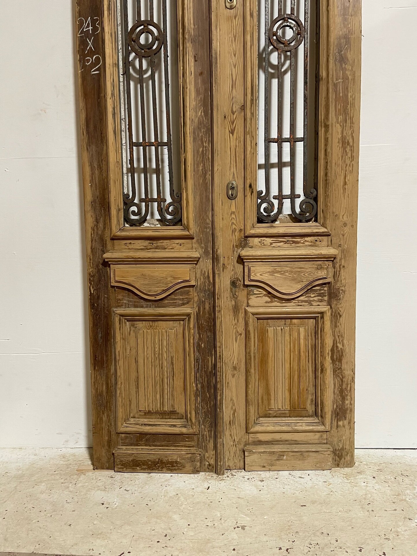 Antique French door (95.5x40) with metal E13