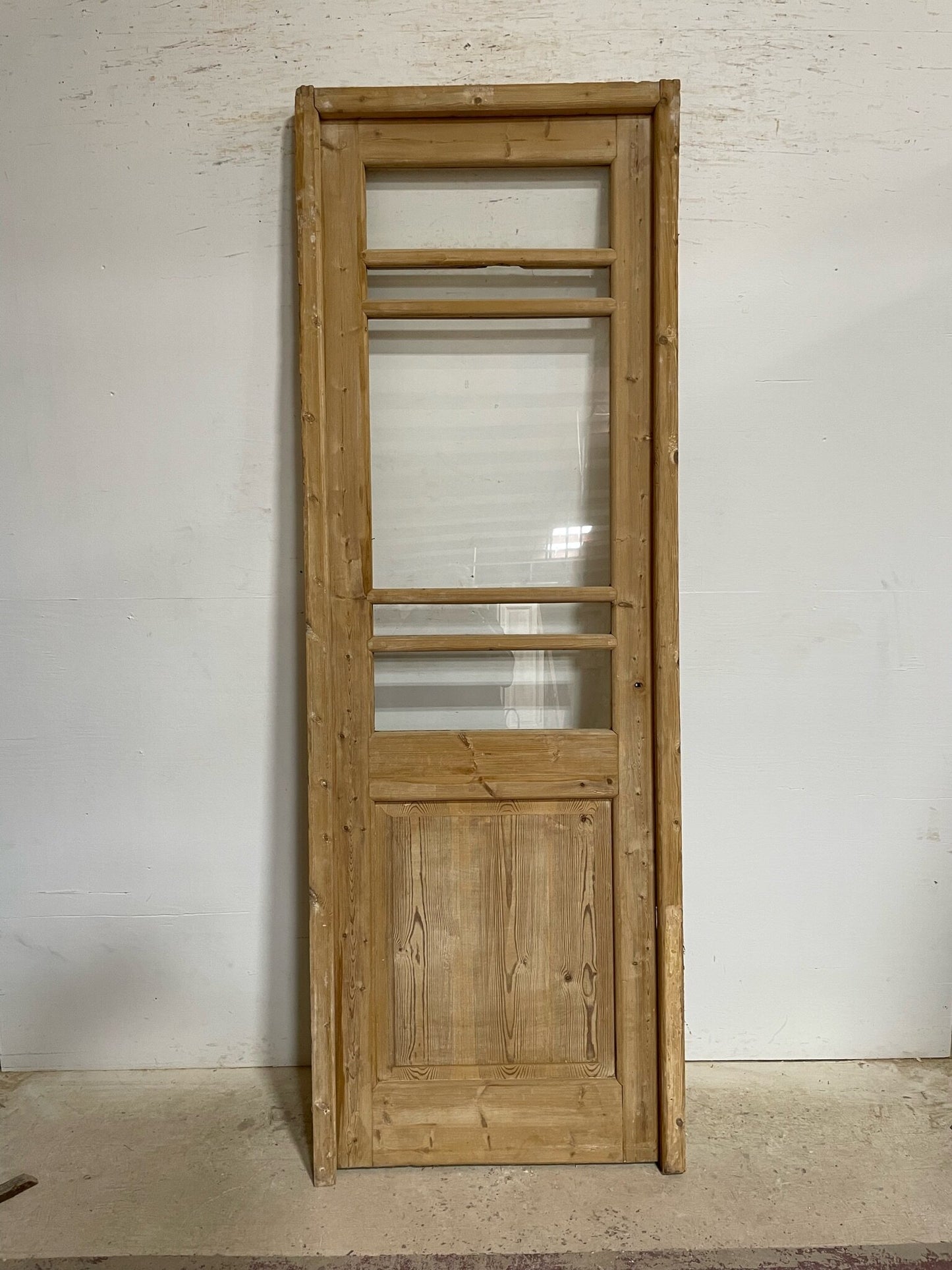 Antique French door (frame 91x31.5, door 89x28.5) with glass F0627