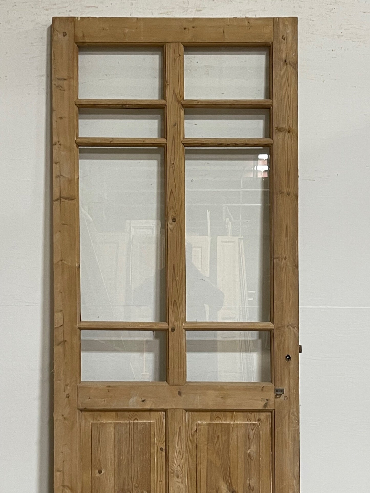 Antique French panel door with glass (87x32.5) I216
