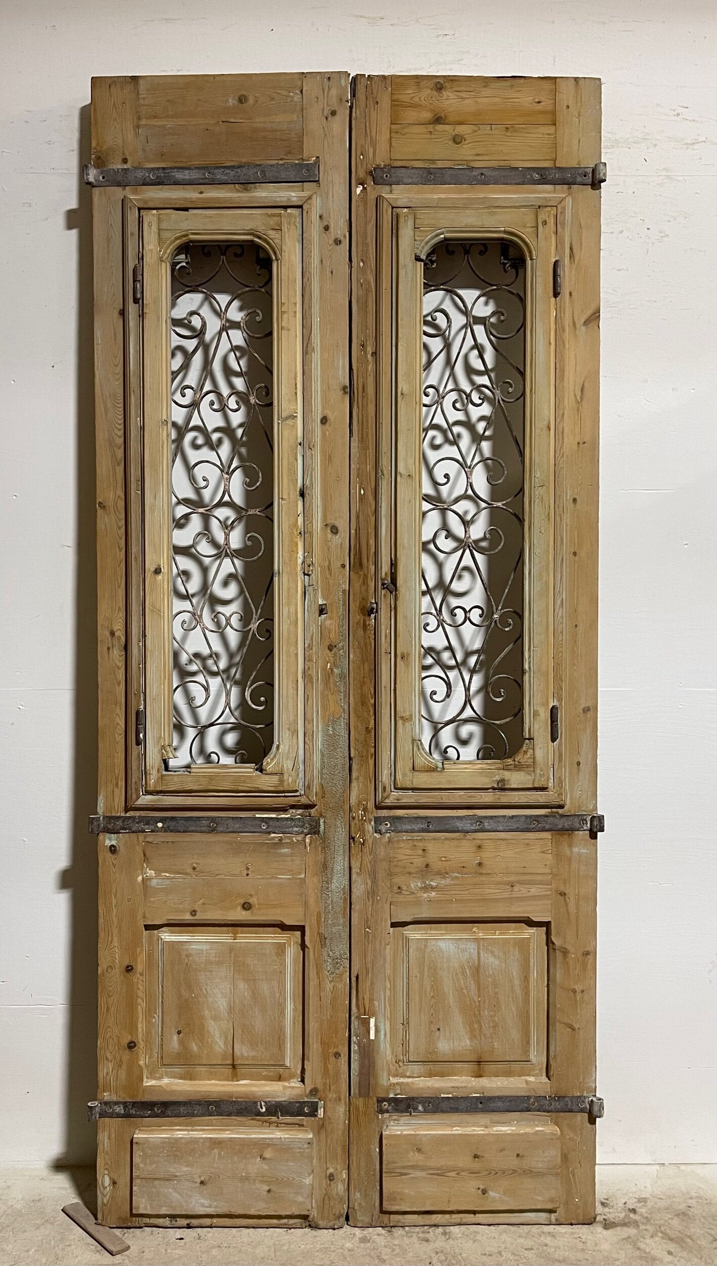 Antique French Panel Door with Metal (103 x 45.5)  I016