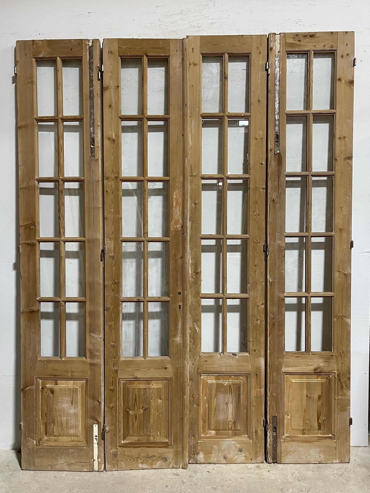 Antique french panel doors with glass (88 x 96.25) I064