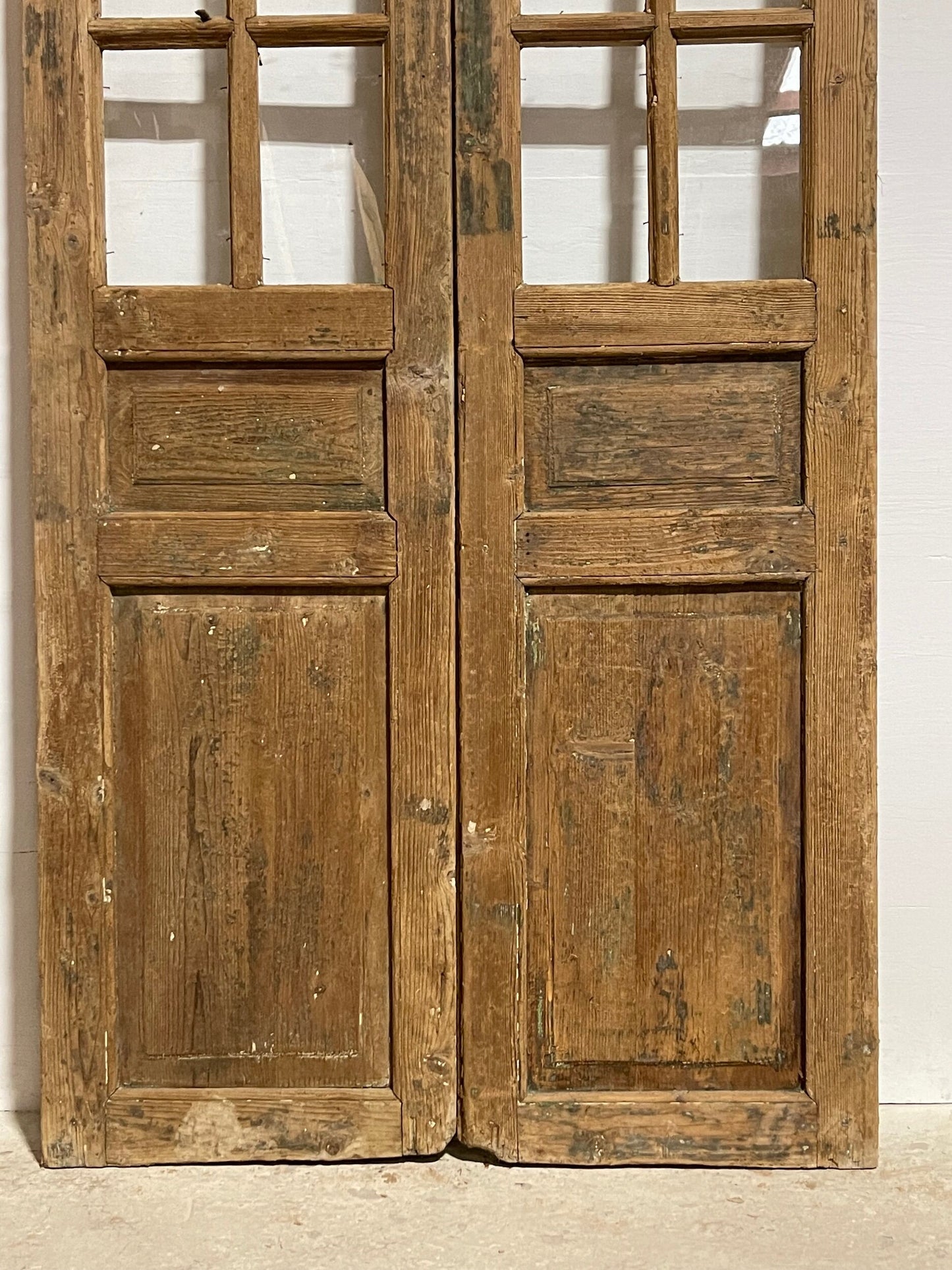 Antique french panel doors with glass (94.5 x 40) I067