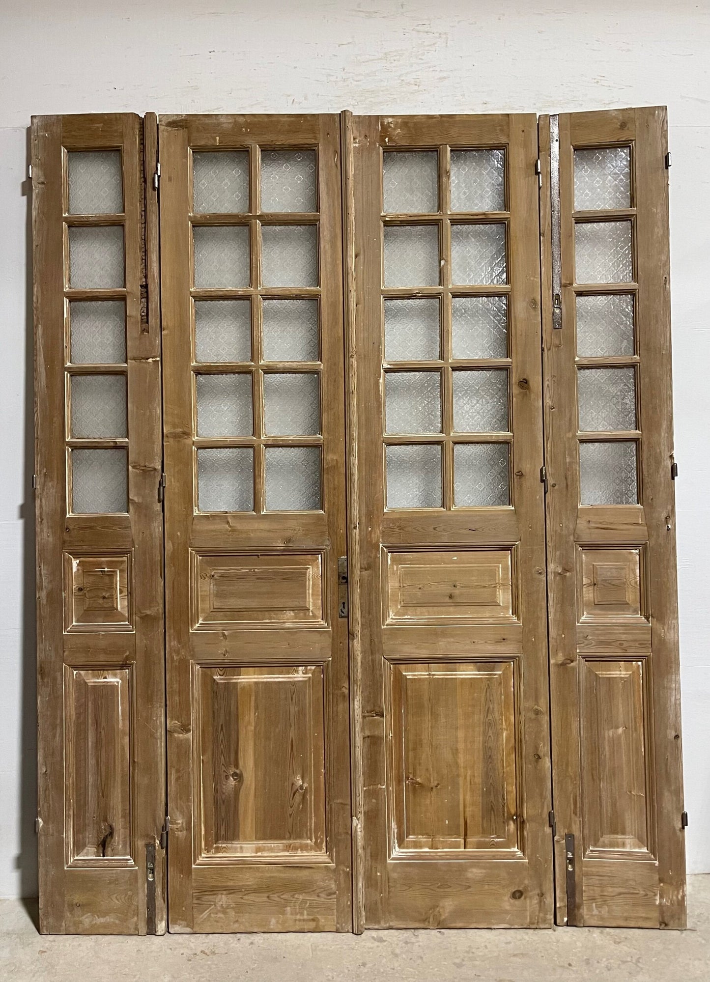 Antique French panel doors with glass (97 x 75.5) I065