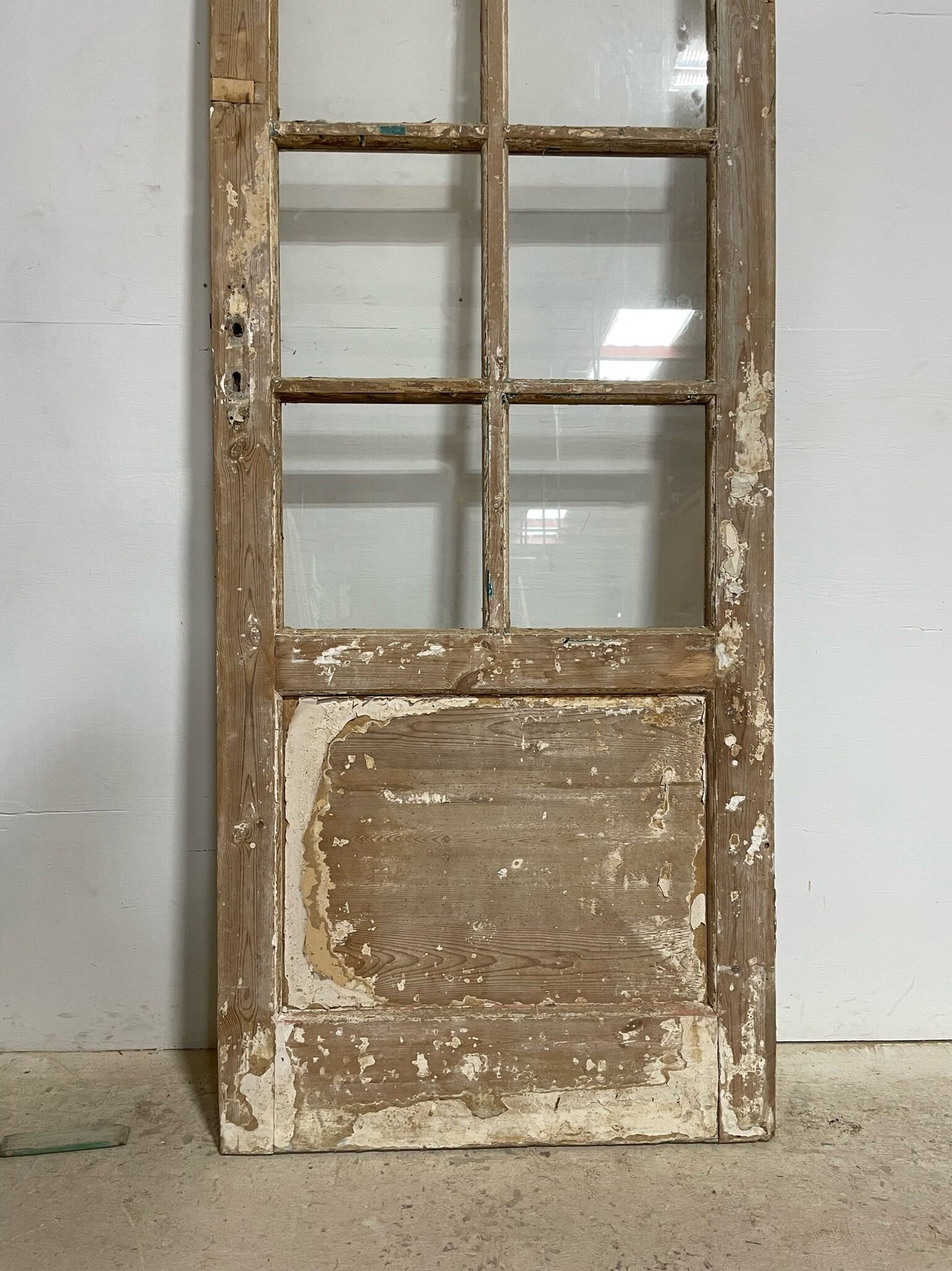 Antique French door (91x32.25) with glass F1168
