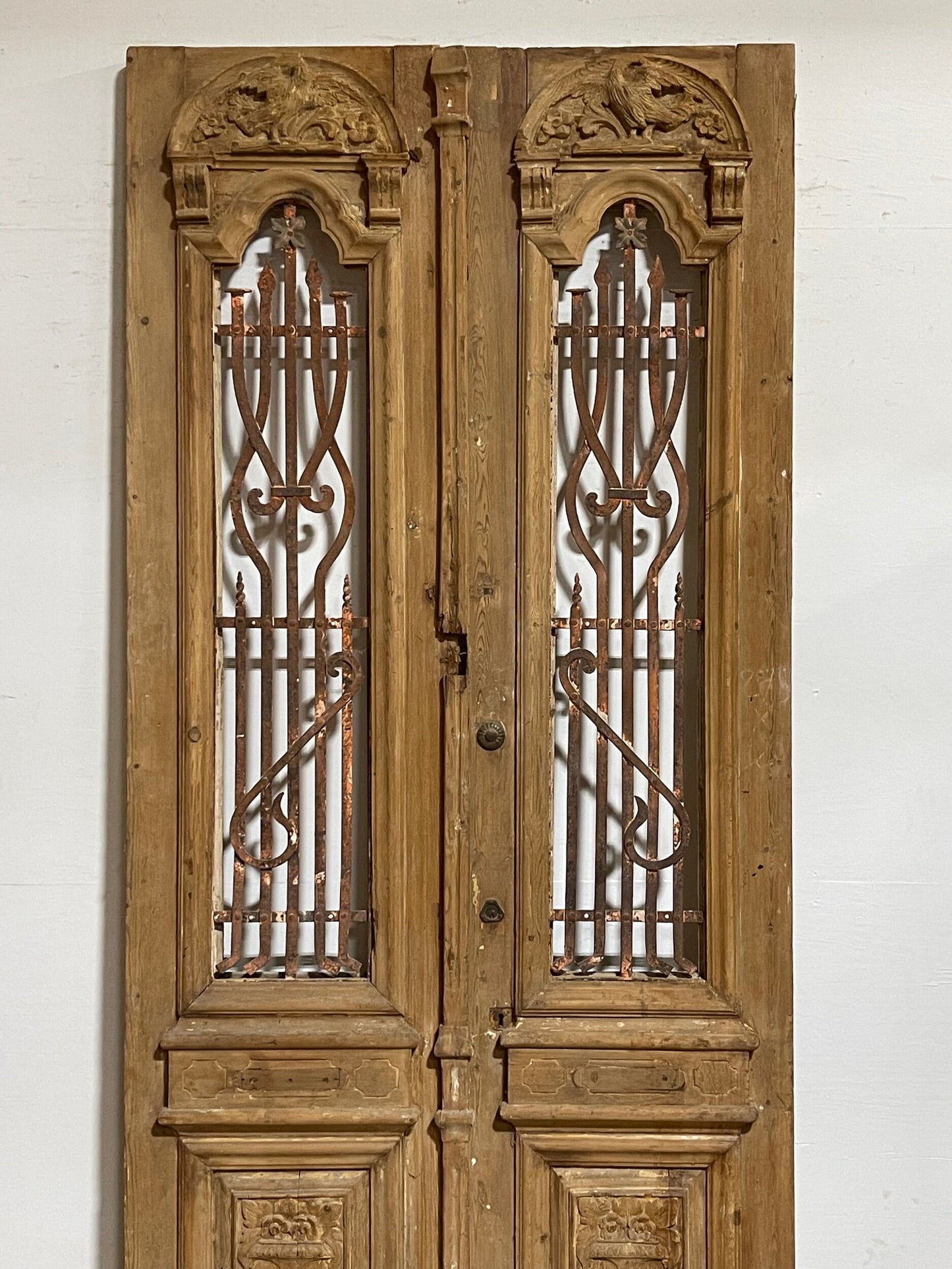 Antique French Panel Doors with Metal (108.25x47.25) I006