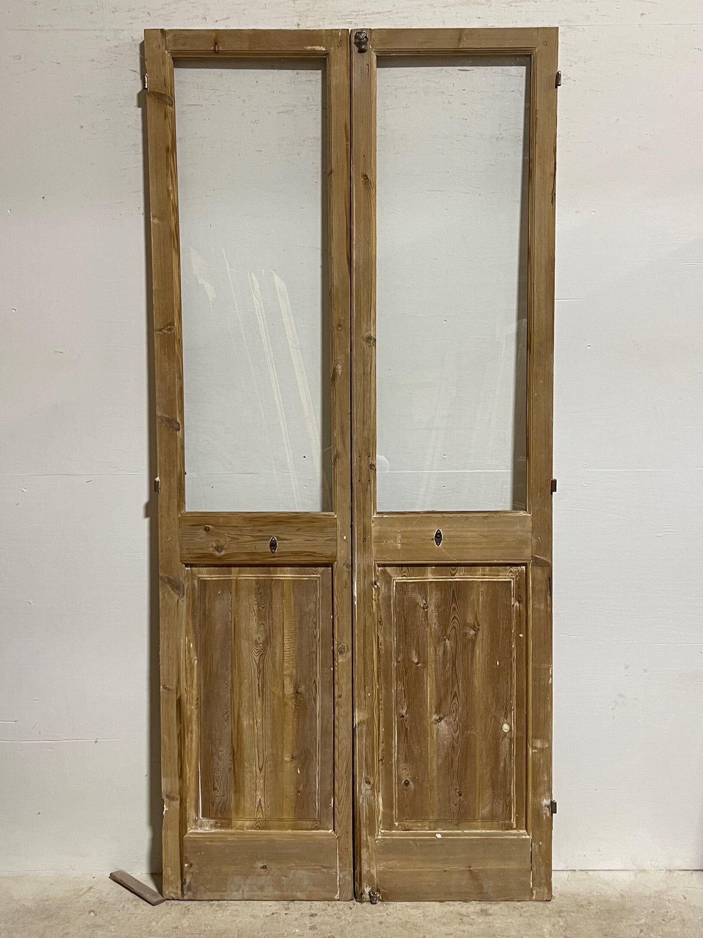 Antique French panel door with glass (95.25 x 43.5) I024