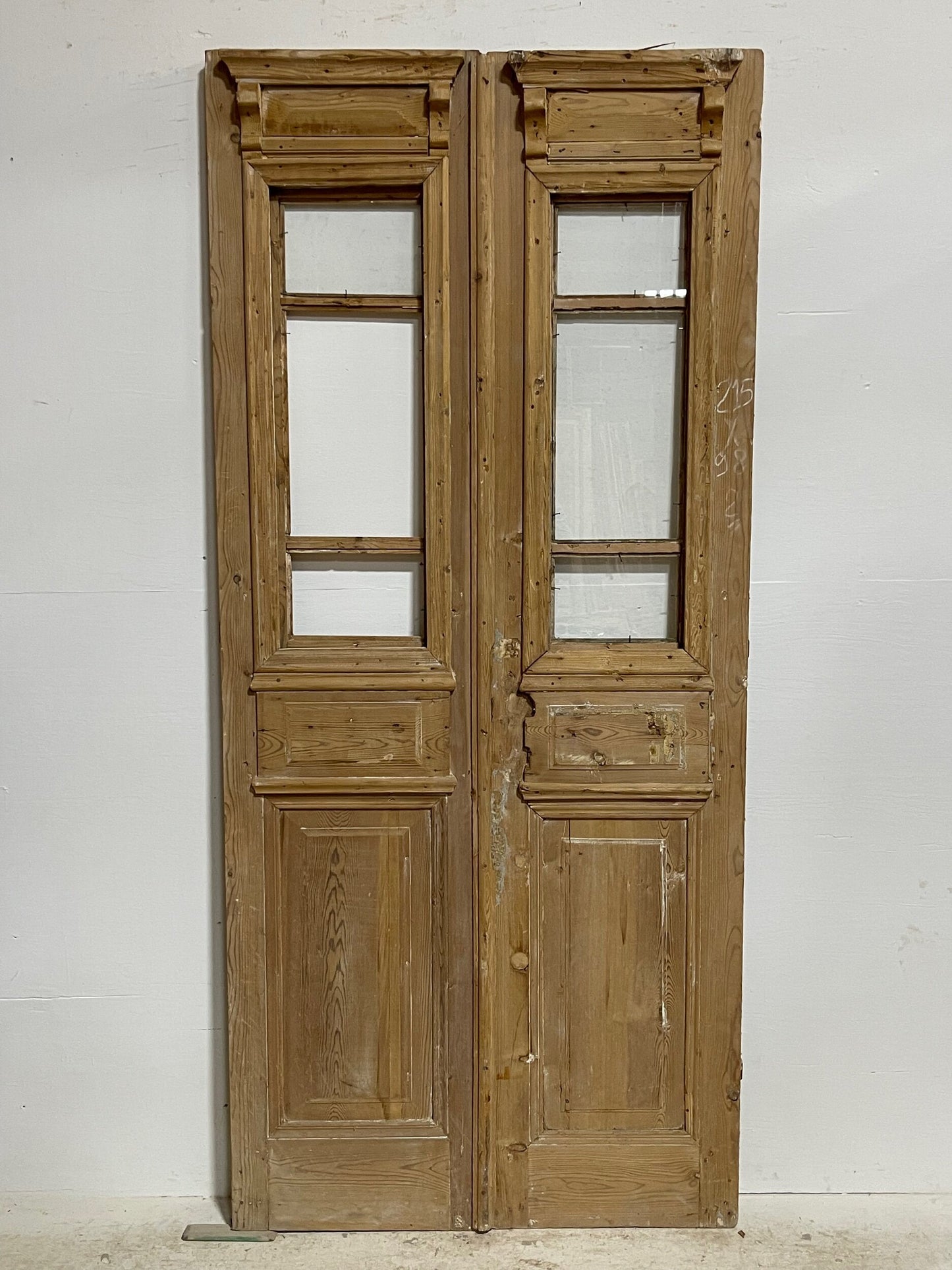 Antique French doors with glass  (84.5x38) H0107s